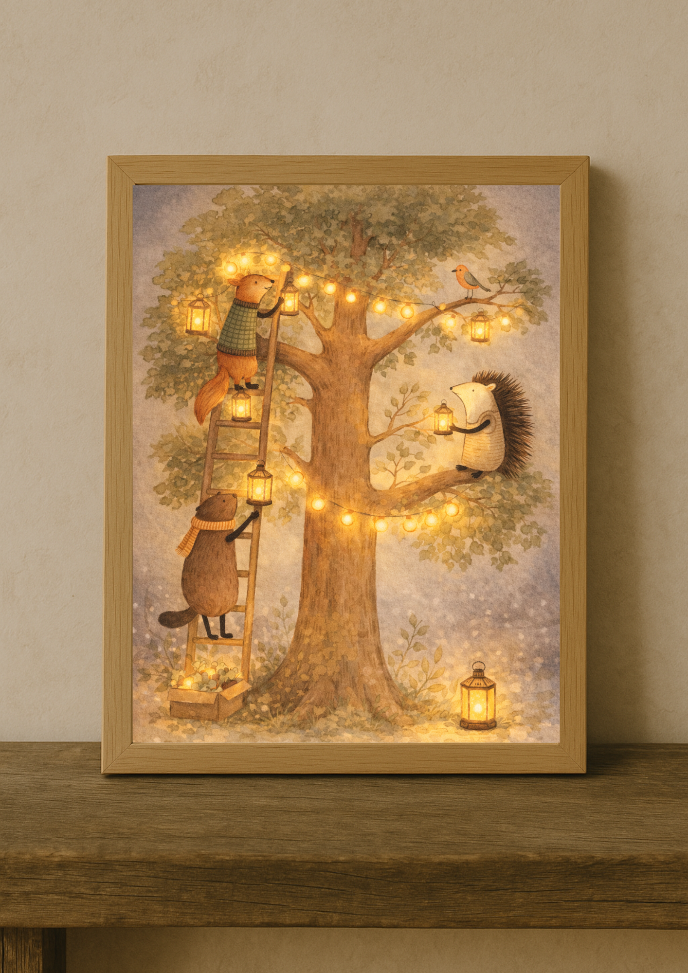 Affiche animaux de la forêt – illustration printemps chambre bébé - Univers poétique et minimaliste