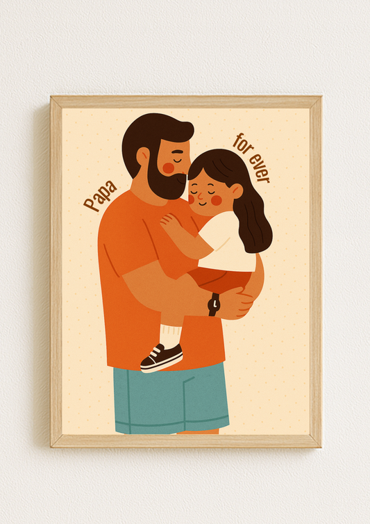 Affiche A4 - Famille amour papa enfant affiche douce et minimaliste chambre enfant
