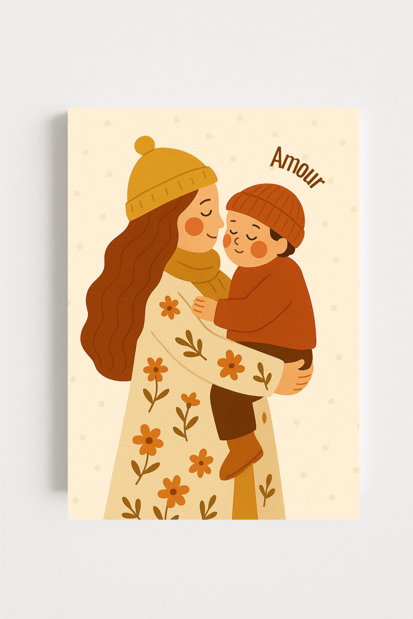 Collection Amour - Affiche maman enfant Amour – Illustration douce fleurie – Décoration chambre bébé - Idée cadeau naissance