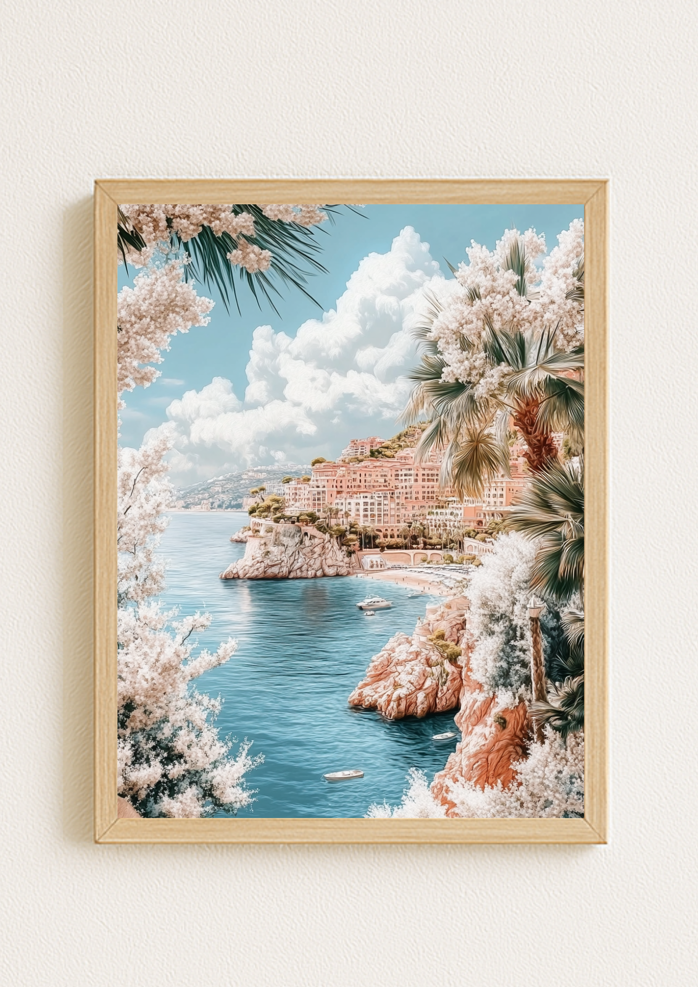 Affiche côte d’azur pastel – illustration bord de mer sud de la france - riviera