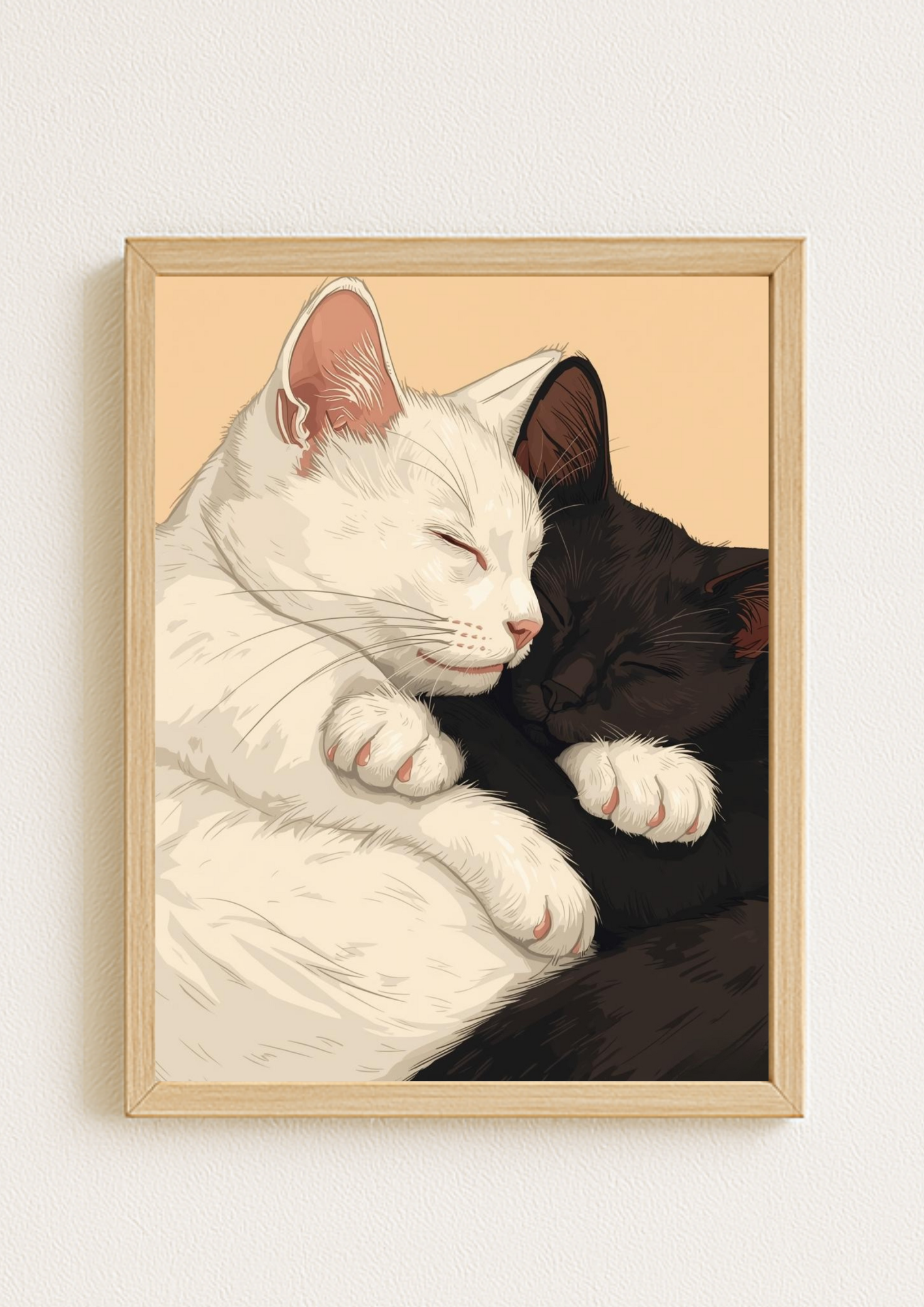 Affiche Chats Amoureux A4 – Poster Chats Câlin | Déco Murale Animaux