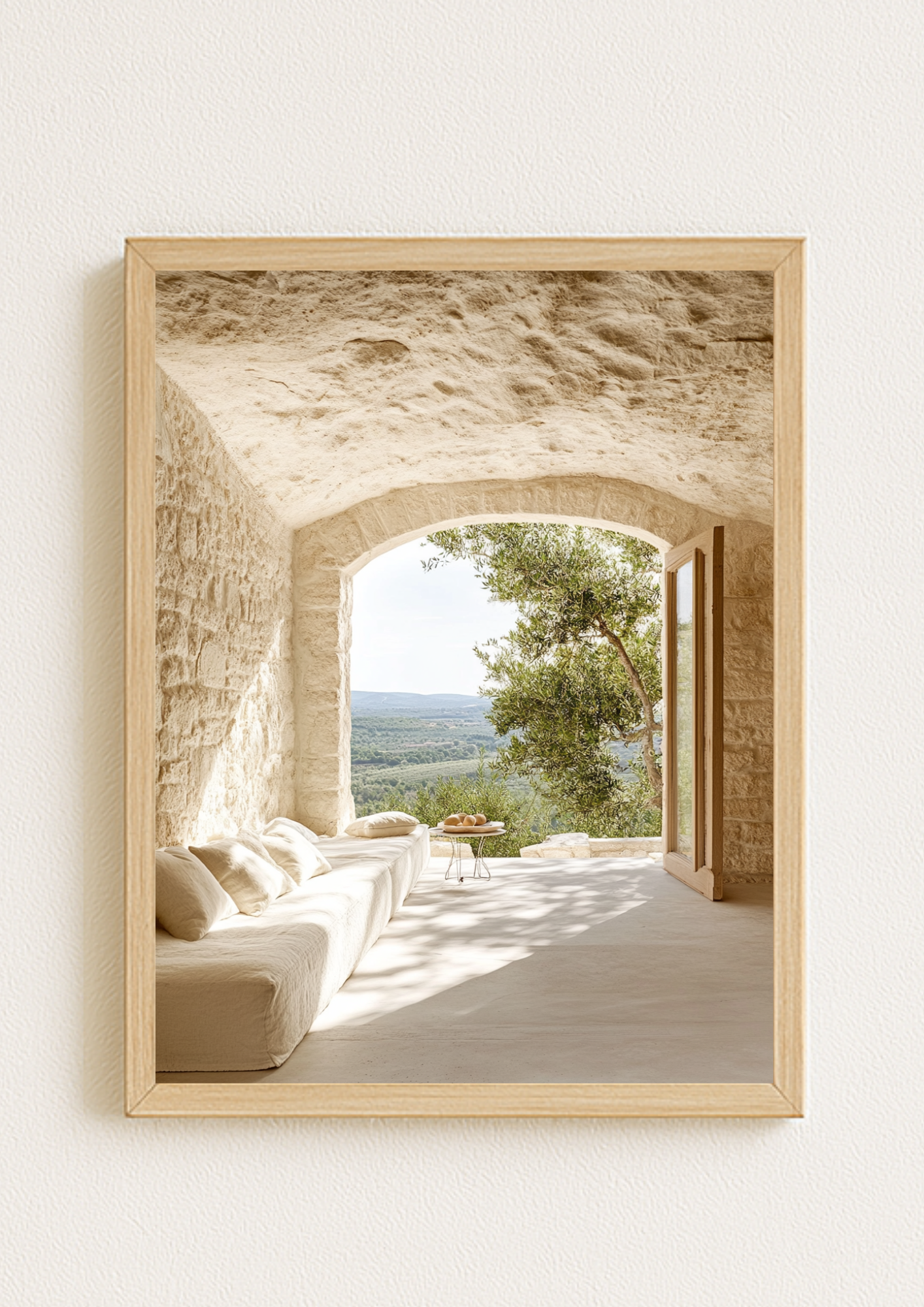 Poster maison en pierre vue campagne – décoration murale ambiance provençale