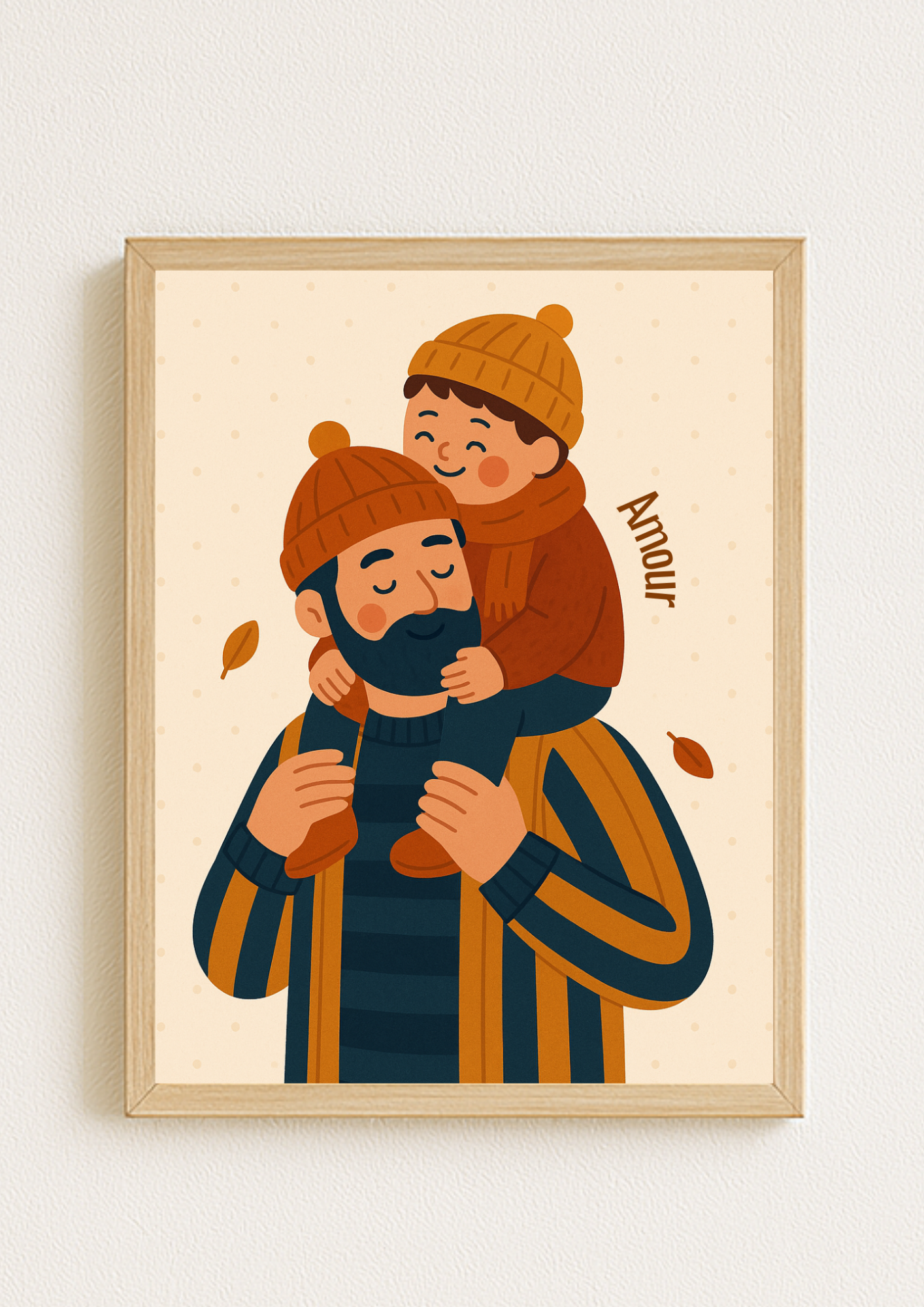 Collection Amour - Affiche A4 - Famille amour papa enfant affiche douce et minimaliste chambre enfant