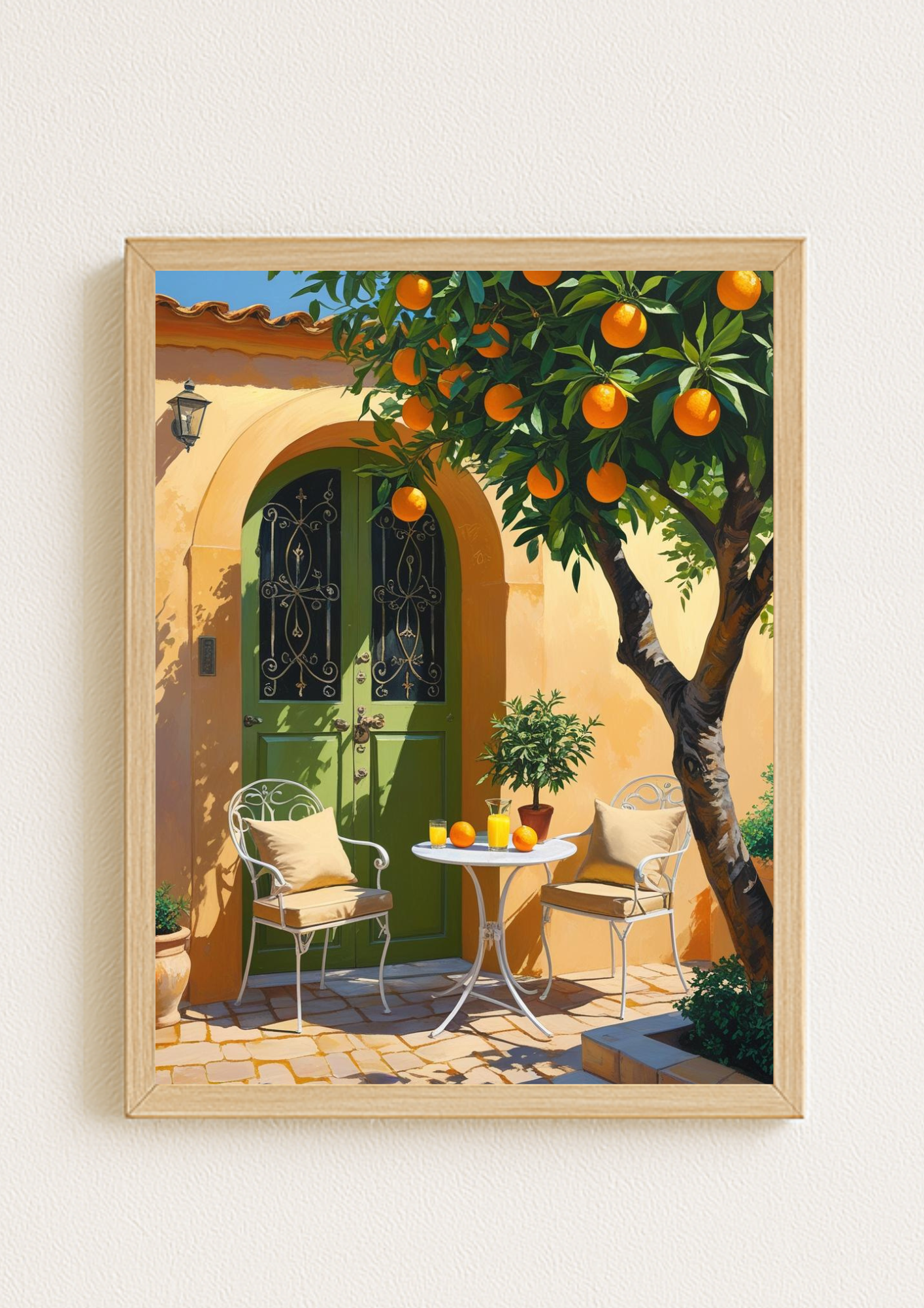 Affiche méditerranéenne – Terrasse avec oranger – Décoration murale maison du sud