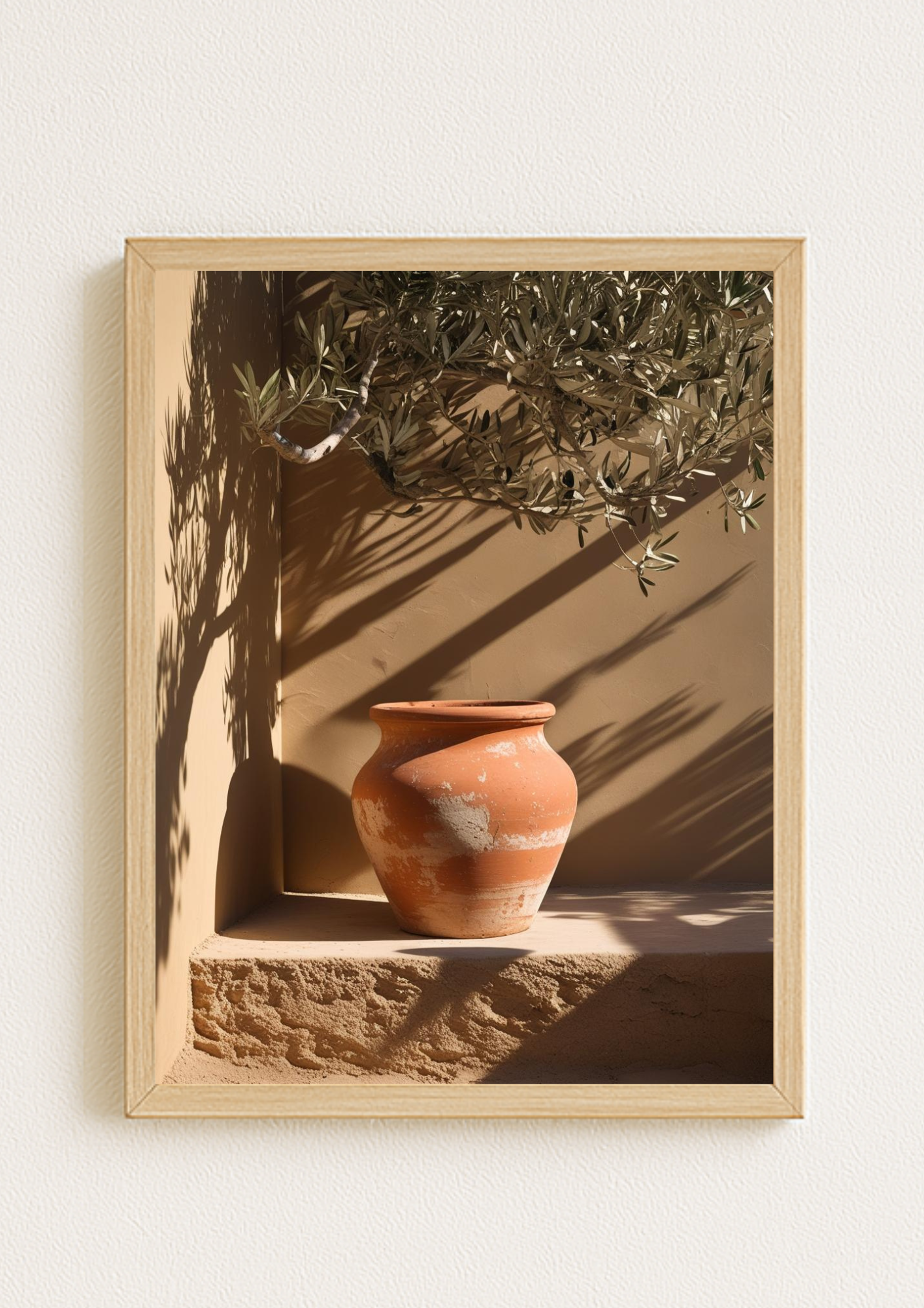 Affiche pot en terre cuite méditerranéen – décoration murale beige minimaliste style provençal