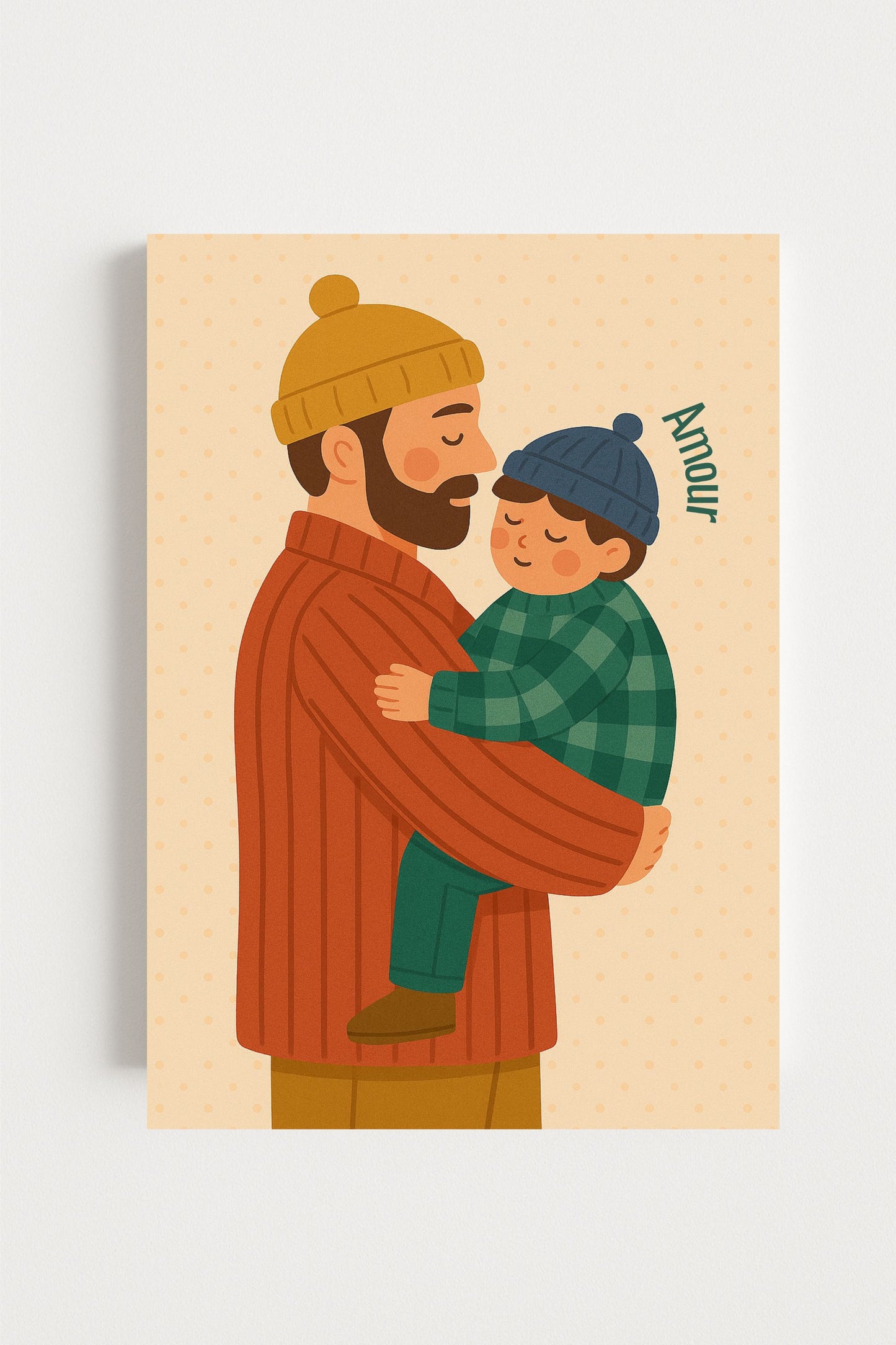 Collection Amour - Affiche A4 - Famille amour papa enfant affiche douce et minimaliste chambre enfant