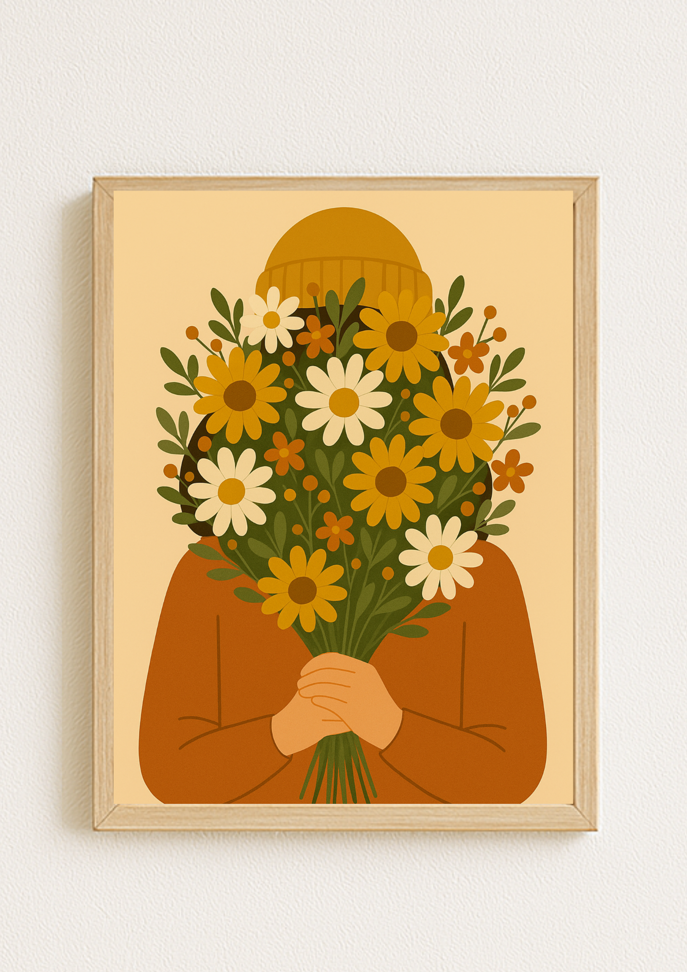 Collection Amour - Affiche femme et fleurs A4 – Illustration poétique et floral - Décoration murale - Idée cadeau femme