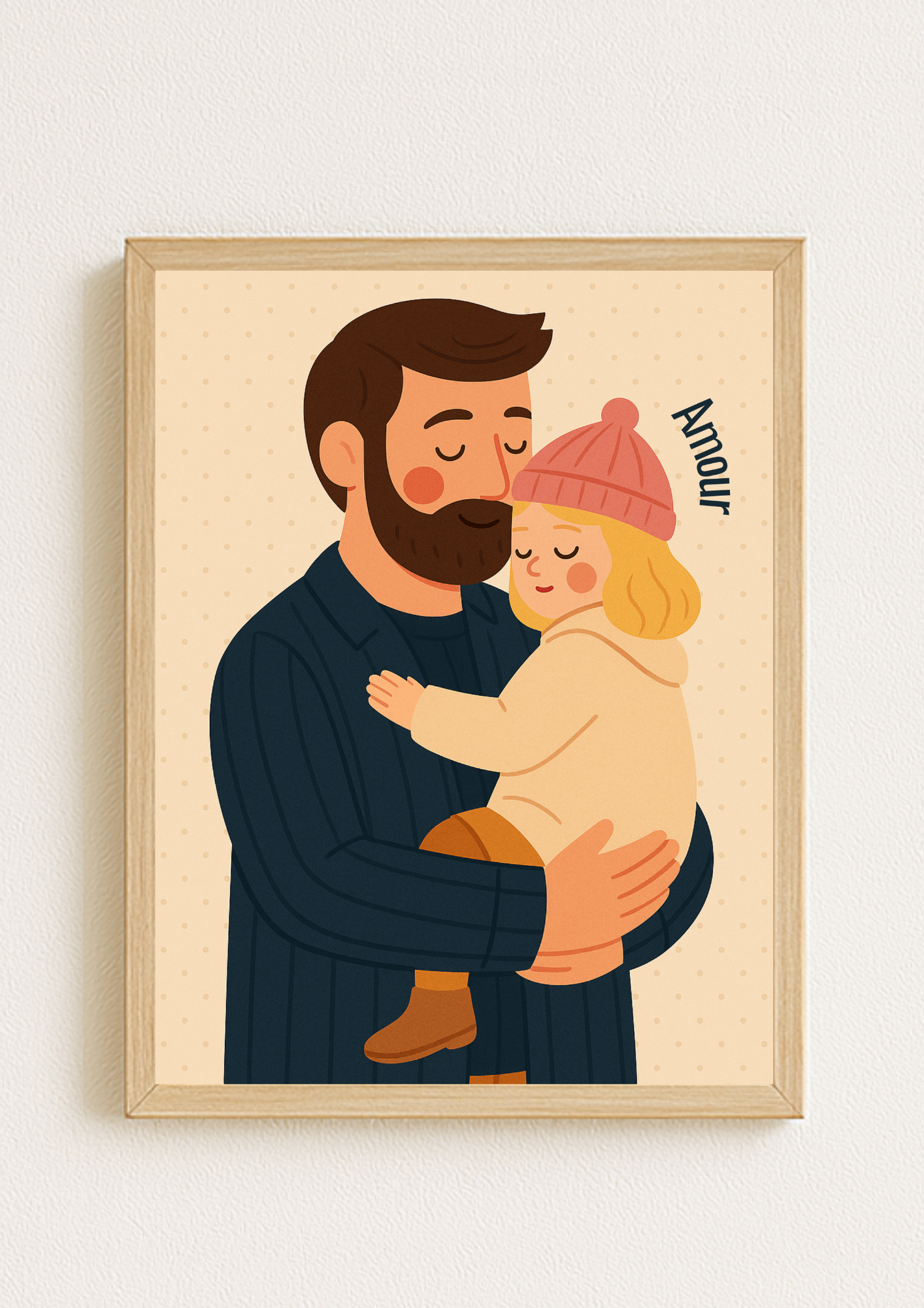 Collection Amour - Affiche papa bébé Amour – Illustration douce lien père enfant – Décoration chambre bébé