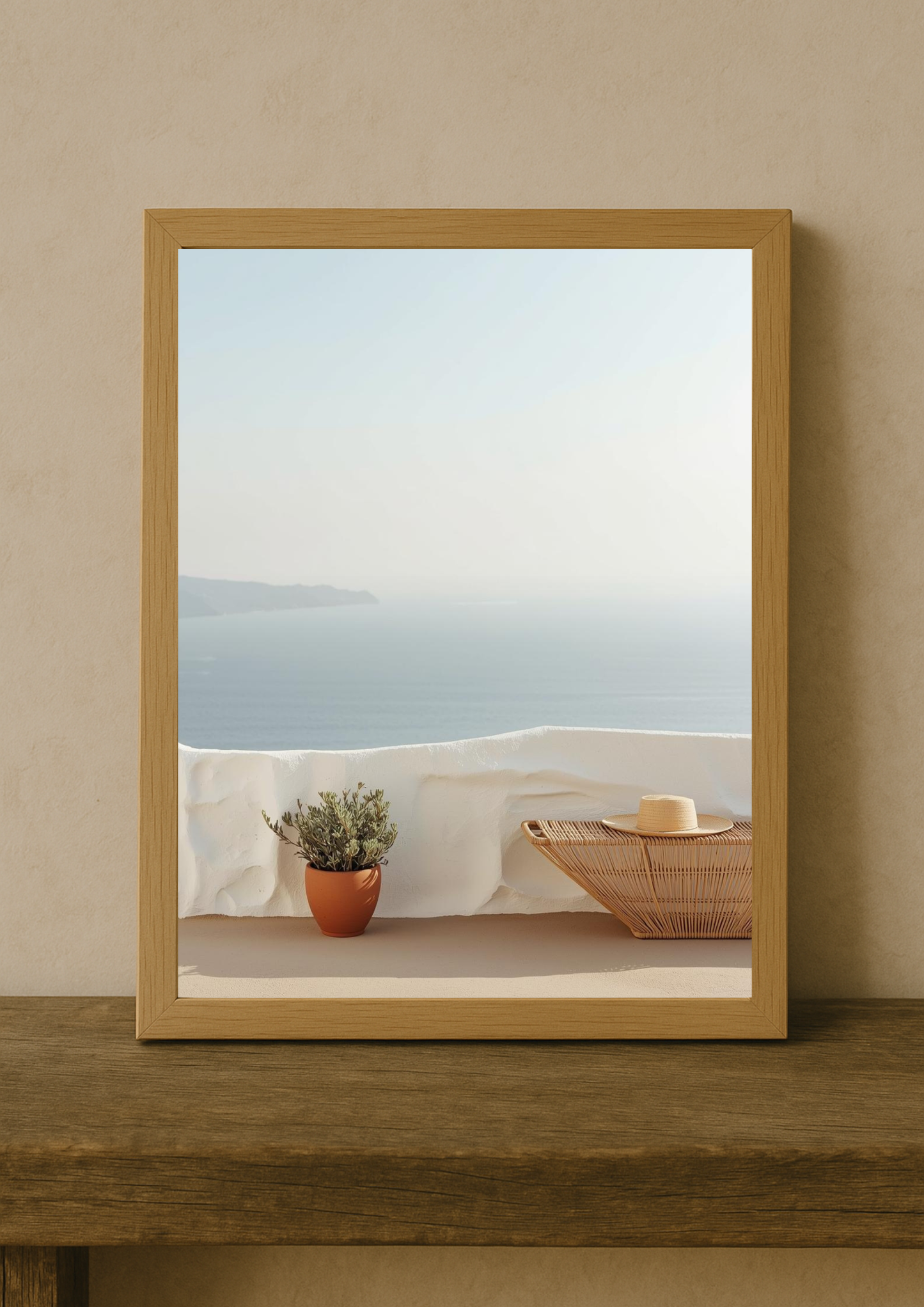 Affiche terrasse méditerranéenne – Vue mer – Décoration murale minimaliste – Décoration murale bord de mer - Idée cadeau