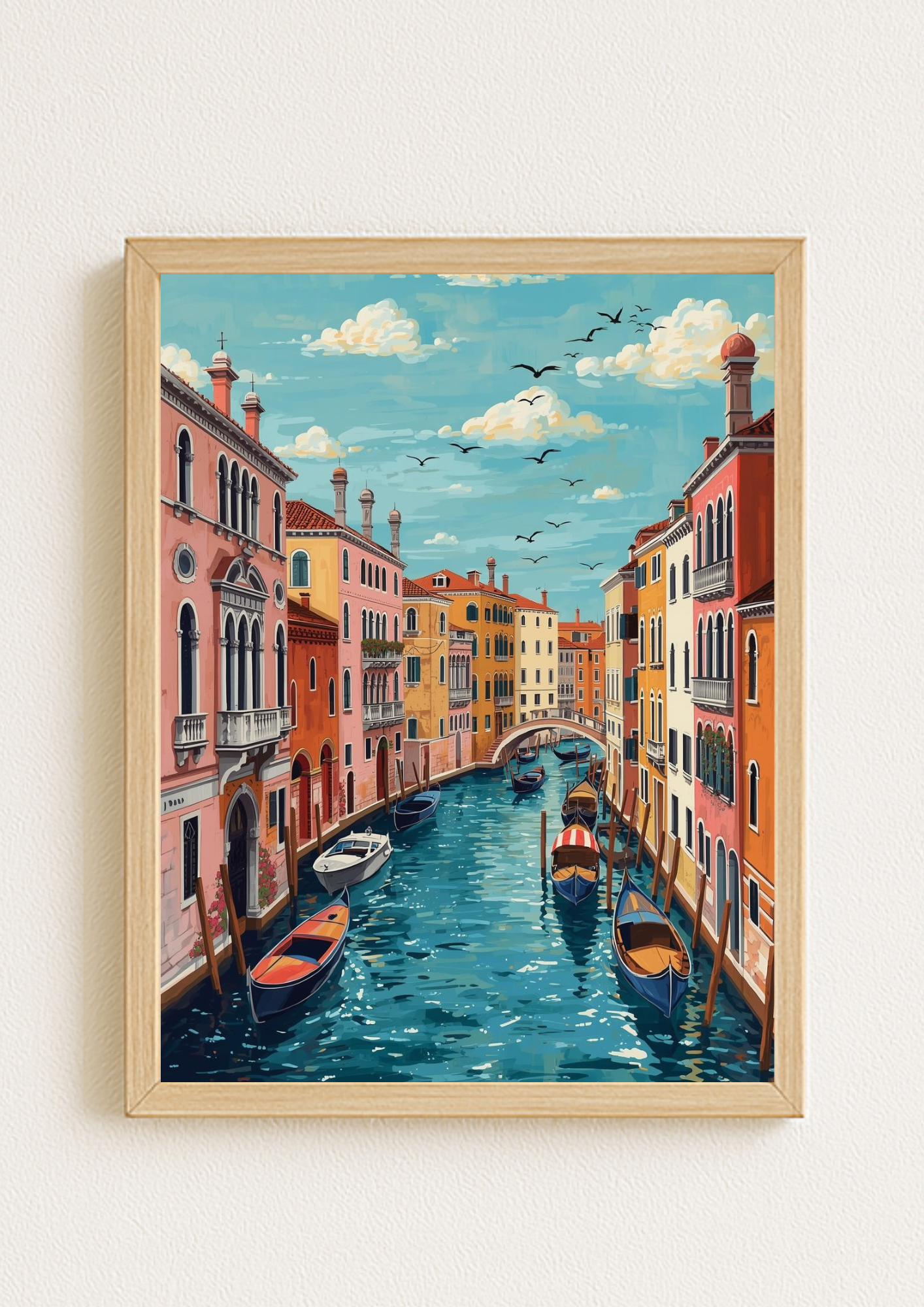 Affiche Venise – Canal avec gondoles et palais colorés – Décoration murale