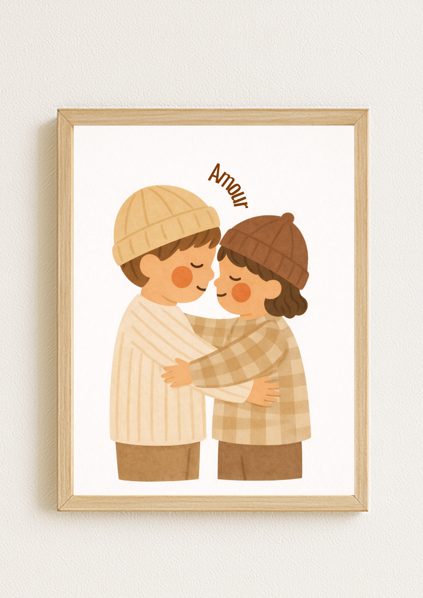 Collection Amour - Affiche enfant “Amour” fraterie – Illustration bohème tendre enfants – Décoration chambre bébé, idée cadeau naissance