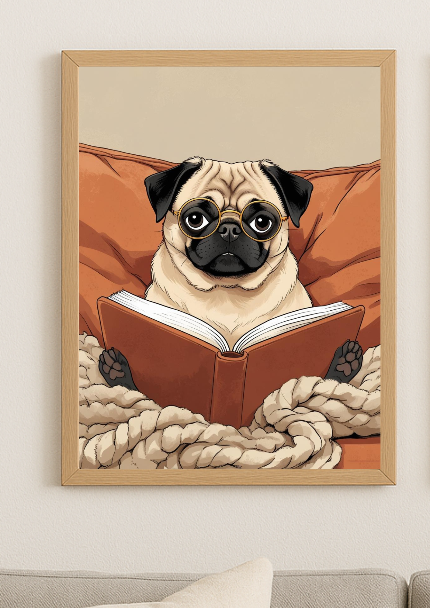 Affiche Chien Lecteur A4 – Poster Chien Rigolo | Déco Murale Animaux