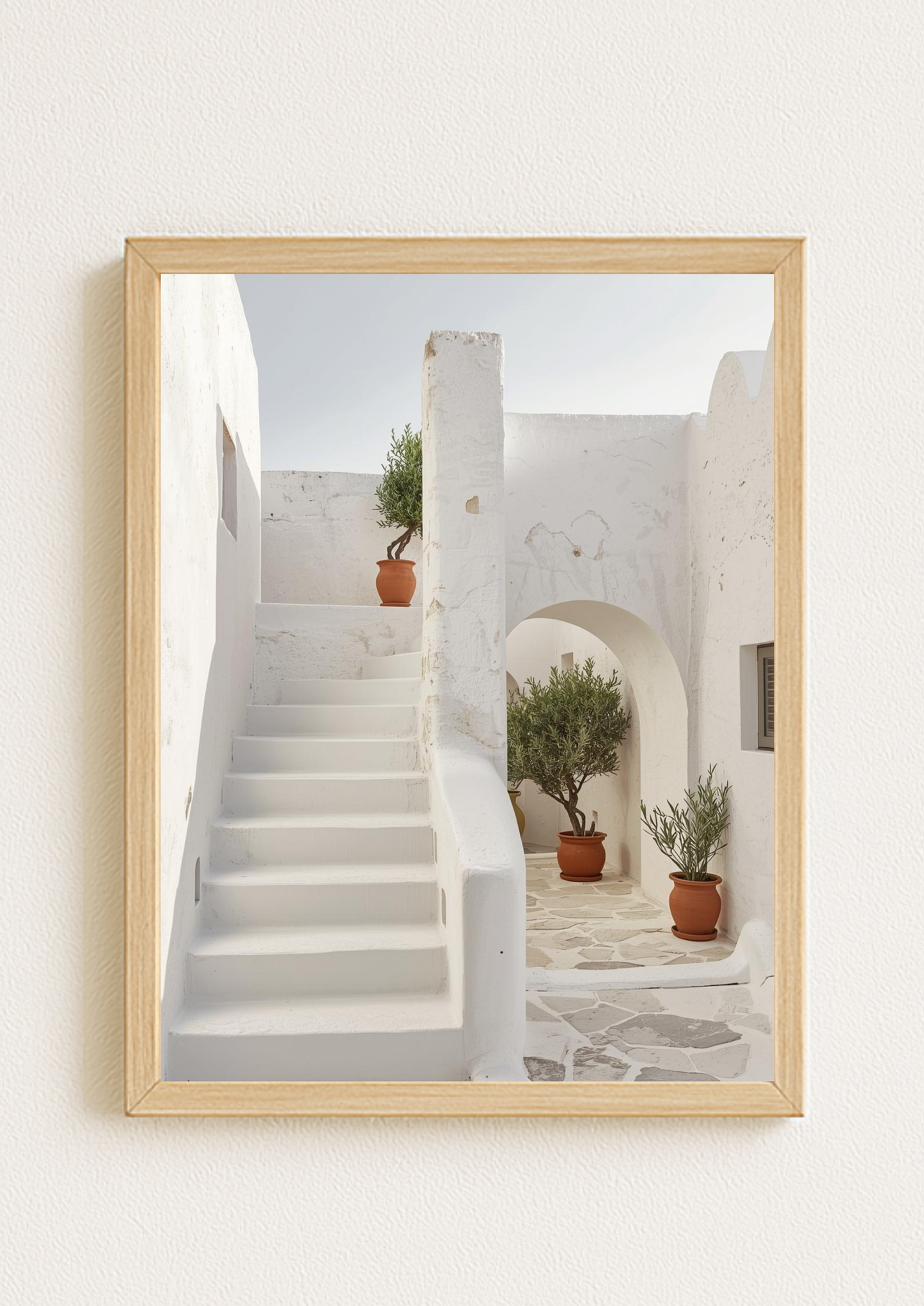 Affiche architecture méditerranéenne – Escaliers blancs et arches – Décoration murale - Idée cadeau