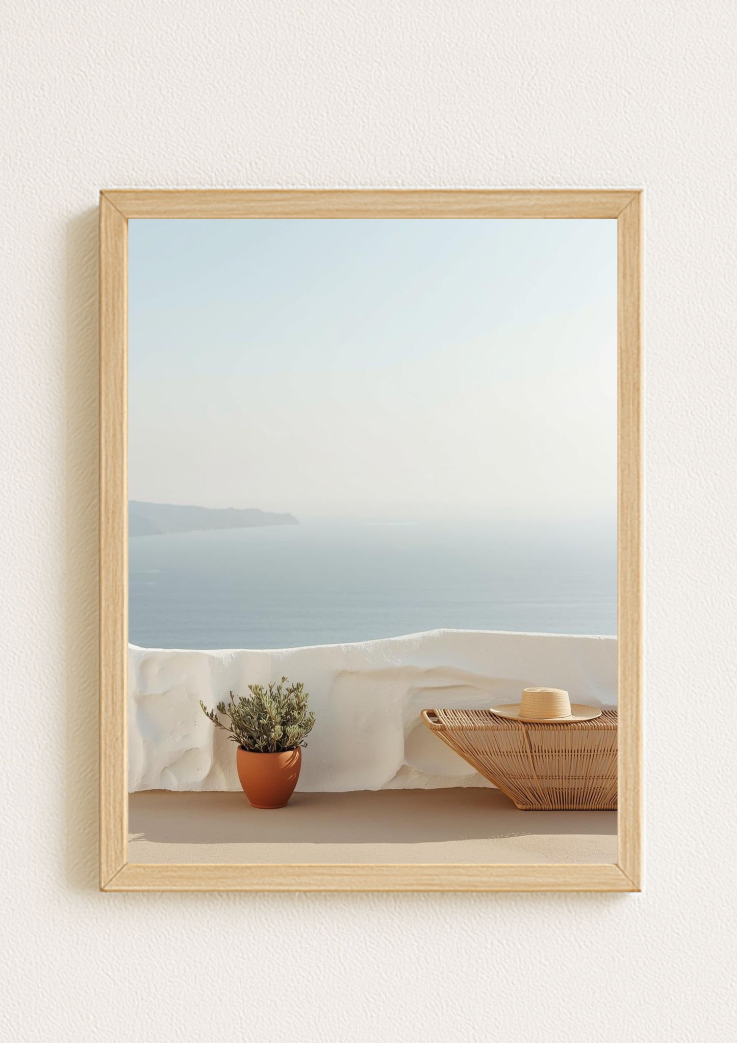 Affiche terrasse méditerranéenne – Vue mer – Décoration murale minimaliste – Décoration murale bord de mer - Idée cadeau