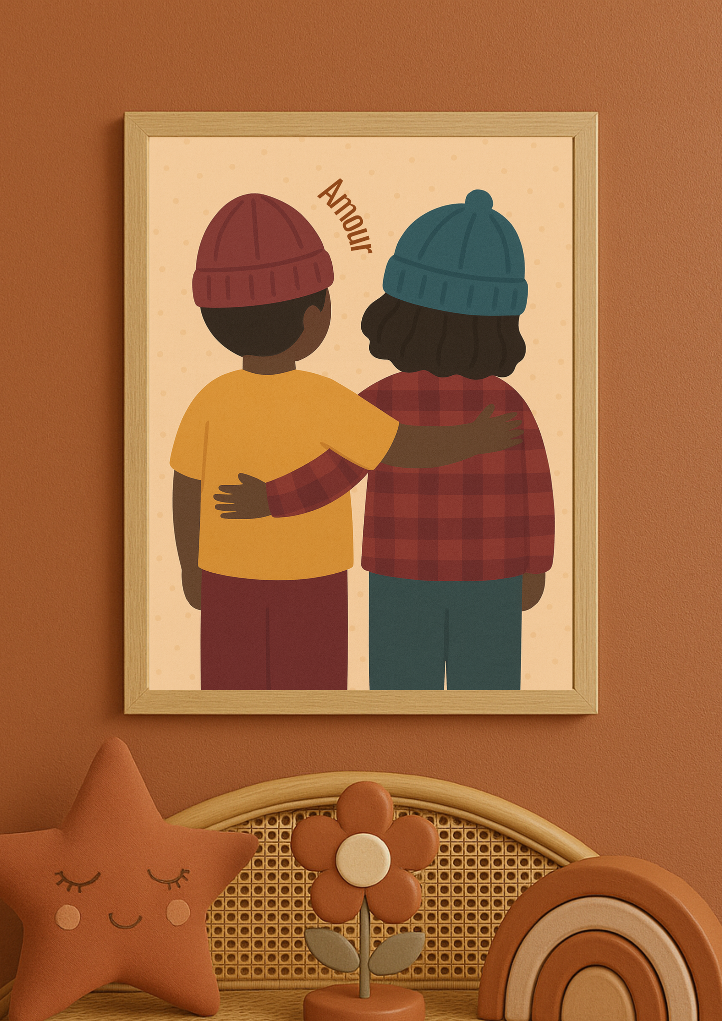 Collection Amour - Affiche enfants Amour – Illustration douce amitié & fraternité – Décoration chambre enfant