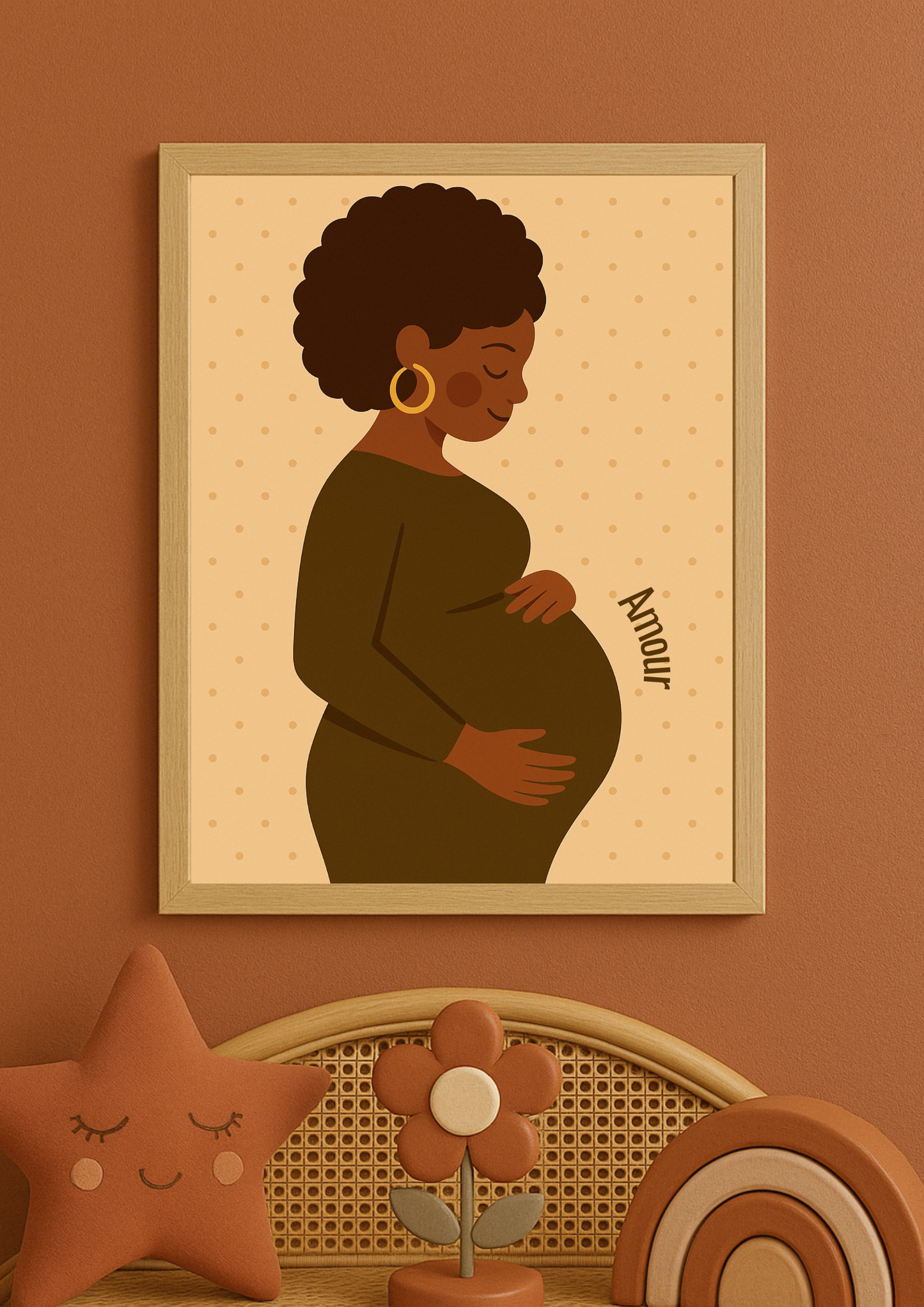 Collection Amour - Affiche maternité minimaliste – illustration femme enceinte – décoration chambre bébé