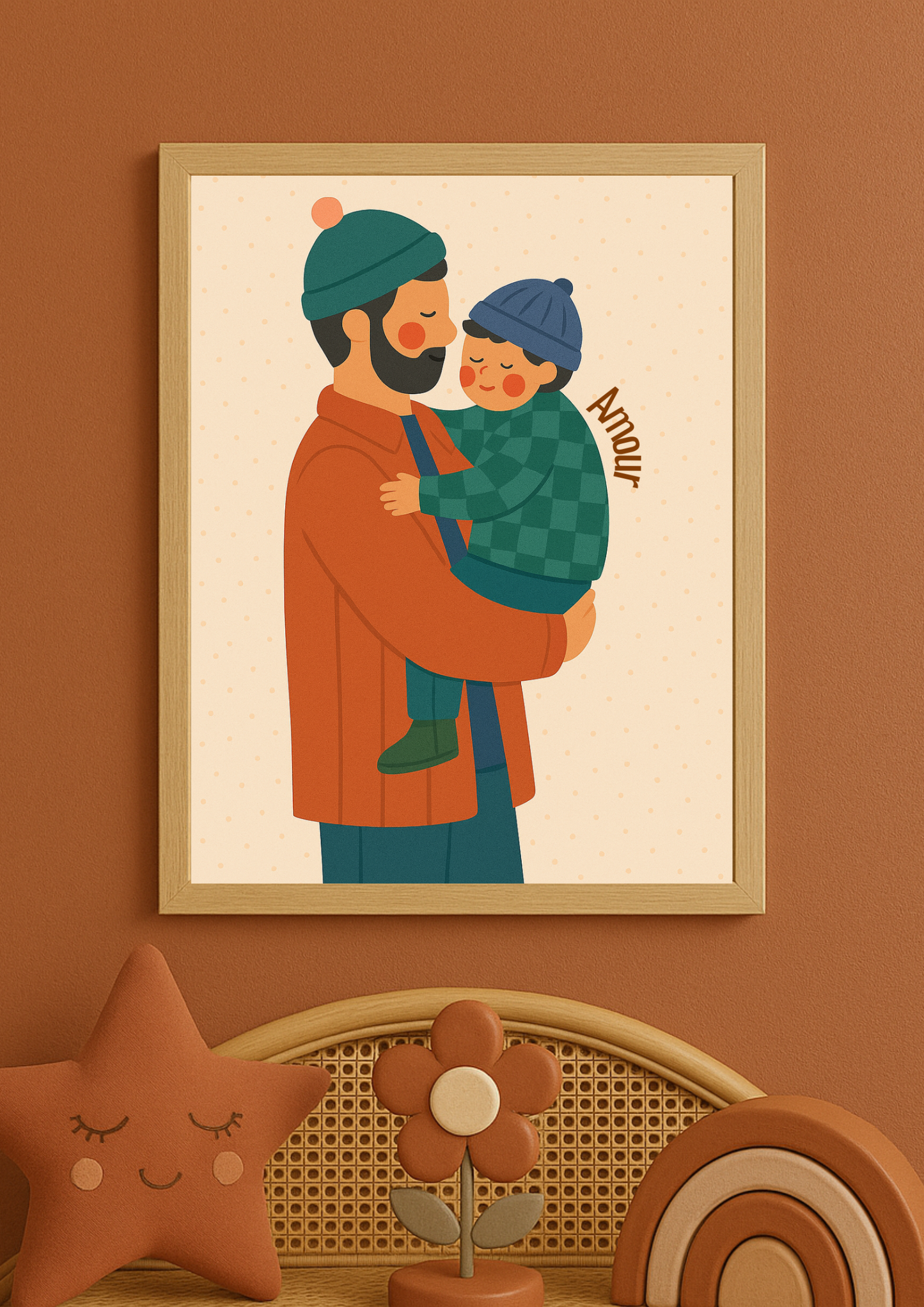 Collection Amour - Affiche papa enfant Amour – Illustration douce lien père enfant – Décoration chambre enfant - cadeau de naissance
