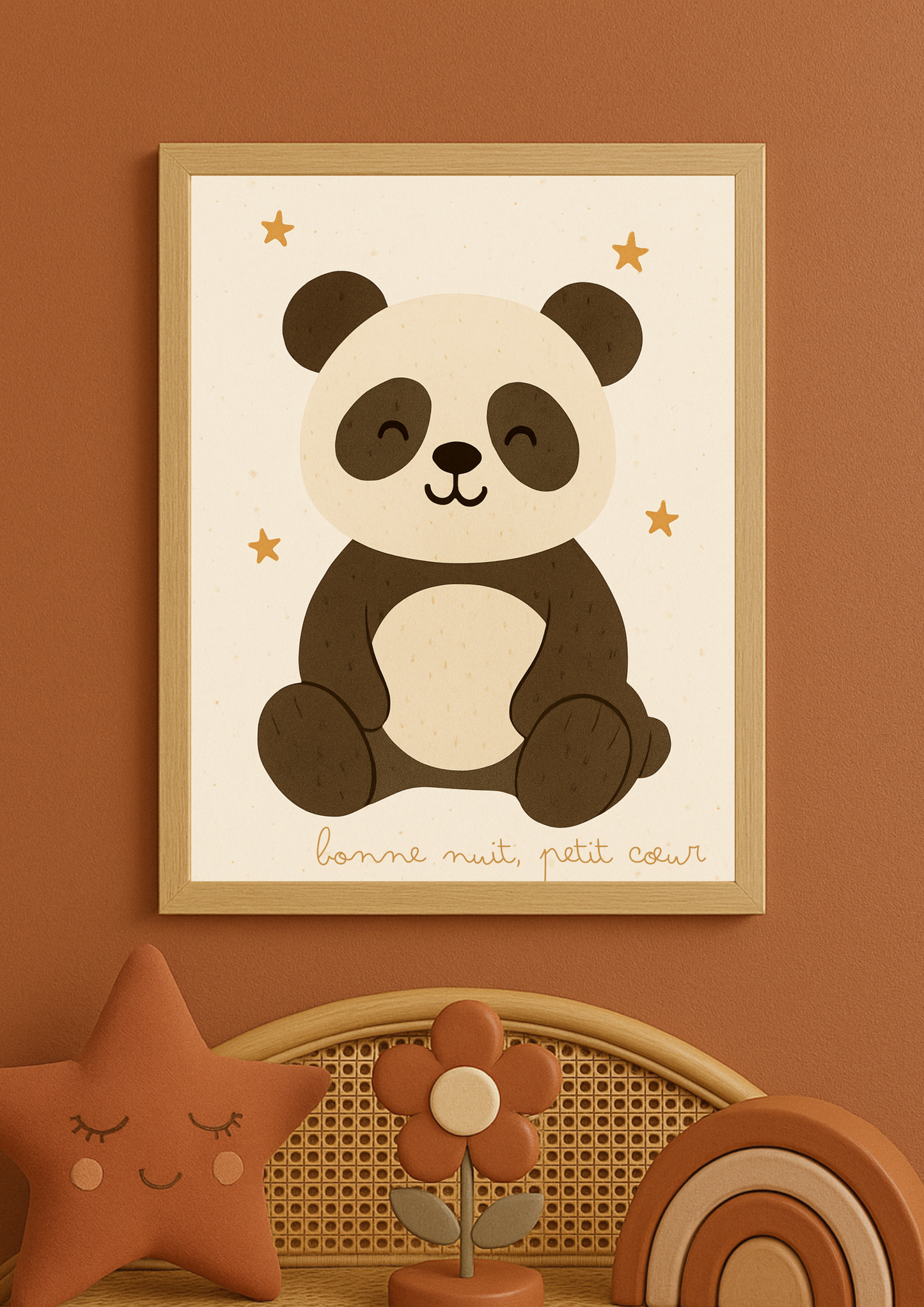Affiche Panda "Bonne nuit, petit cœur" – Déco Chambre Bébé Univers poétique et minimaliste