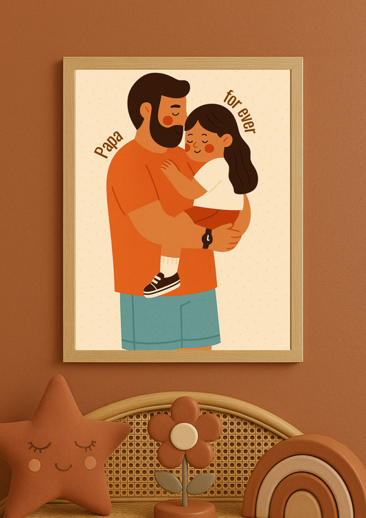 Affiche A4 - Famille amour papa enfant affiche douce et minimaliste chambre enfant