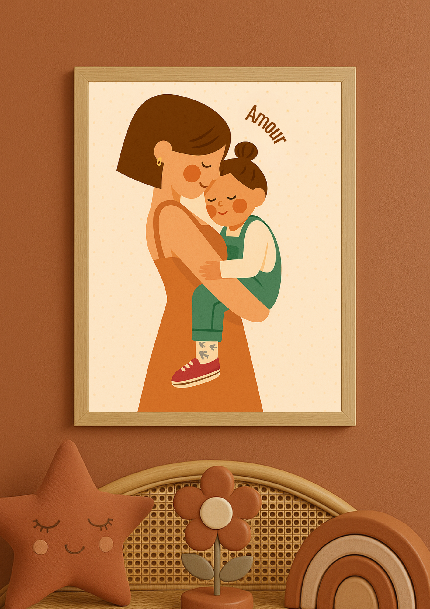 Collection Amour - Affiche maman bébé Amour – Illustration douce lien maternel – Décoration chambre bébé - Cadeaux de naissance
