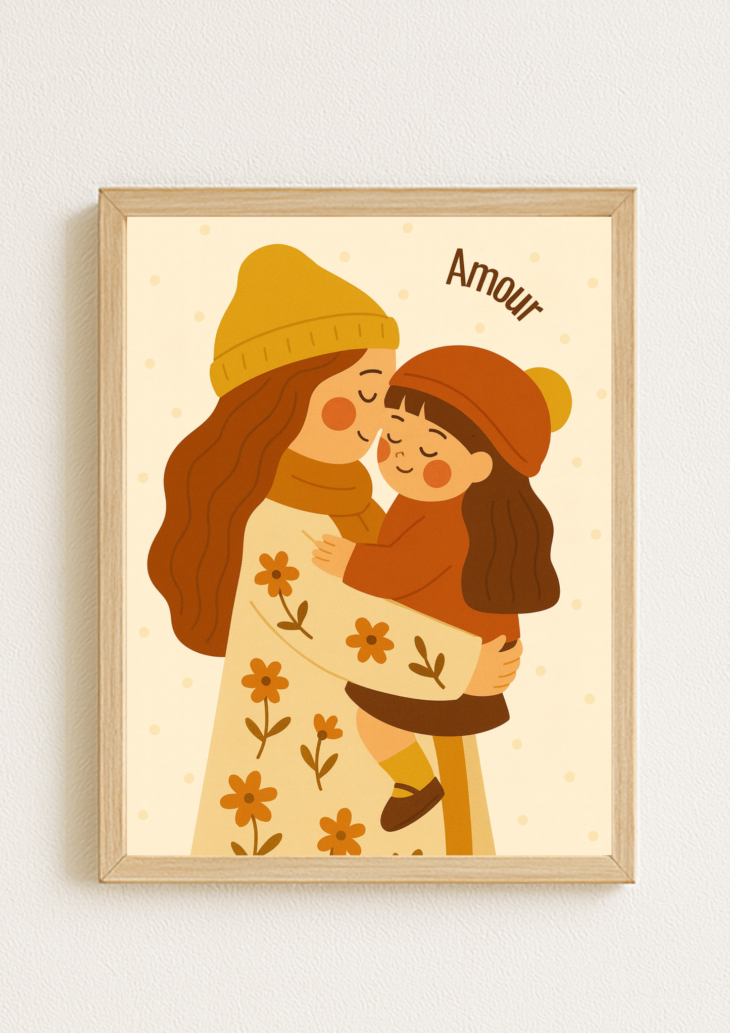 Collection Amour - Affiche maman et fille minimaliste – illustration amour parent enfant – décoration chambre bébé