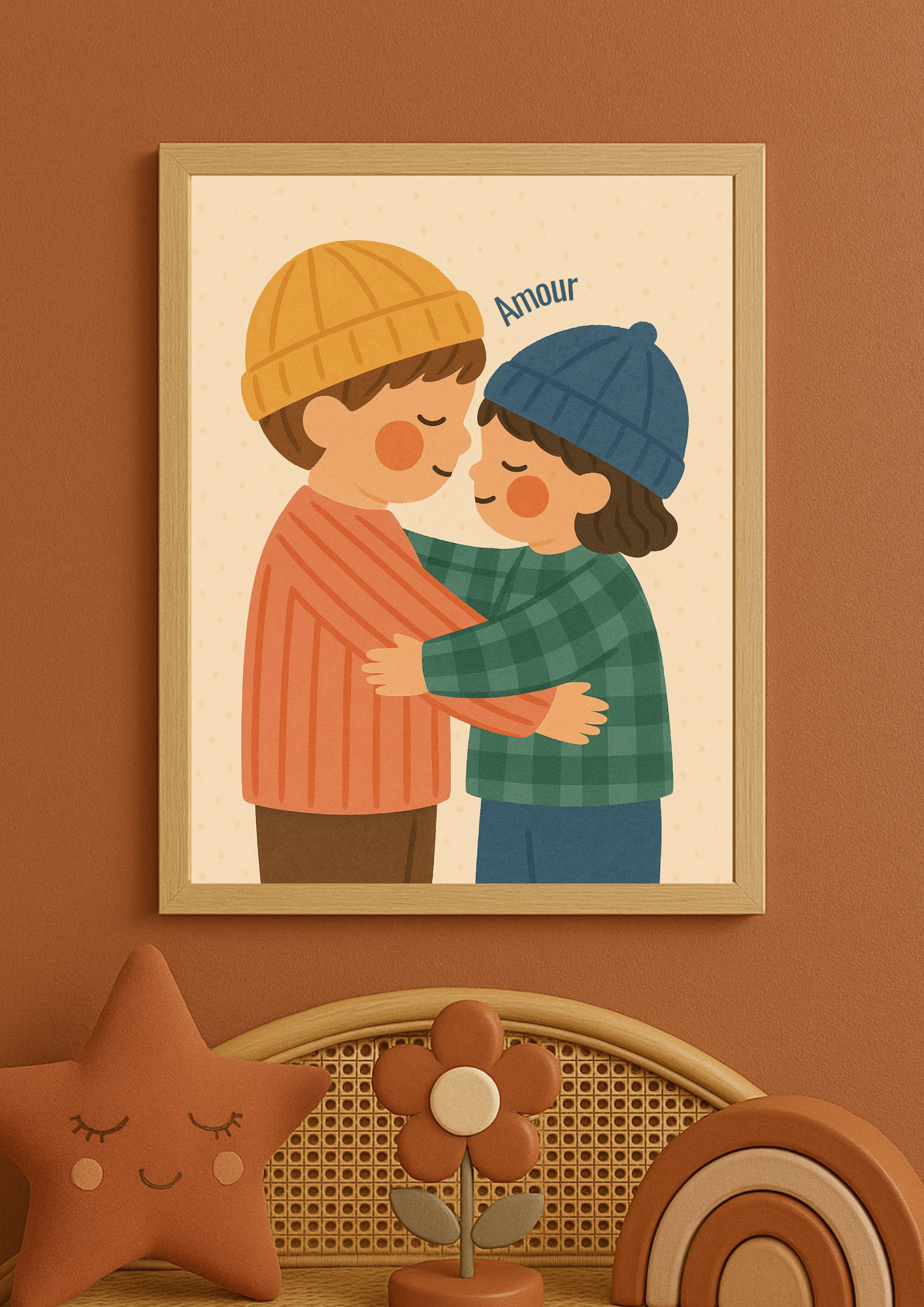 Collection Amour - Affiche enfant “Amour” fraterie – Illustration tendre enfants – Décoration chambre bébé, idée cadeau naissance