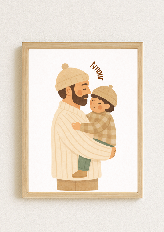 Collection Amour - Poster père enfant moderne – affiche famille minimaliste – déco chambre enfant