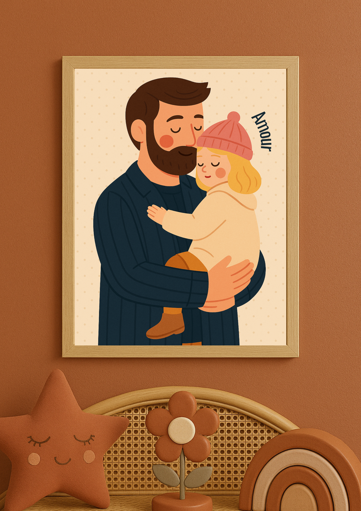 Collection Amour - Affiche papa bébé Amour – Illustration douce lien père enfant – Décoration chambre bébé