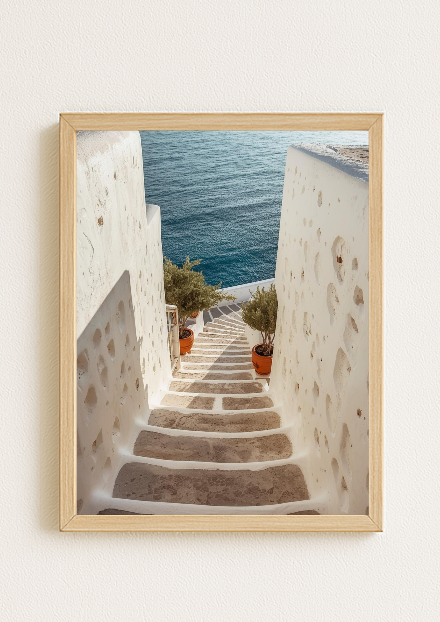 Affiche escalier méditerranéen – Vue mer – Décoration murale bord de mer - Idée cadeau