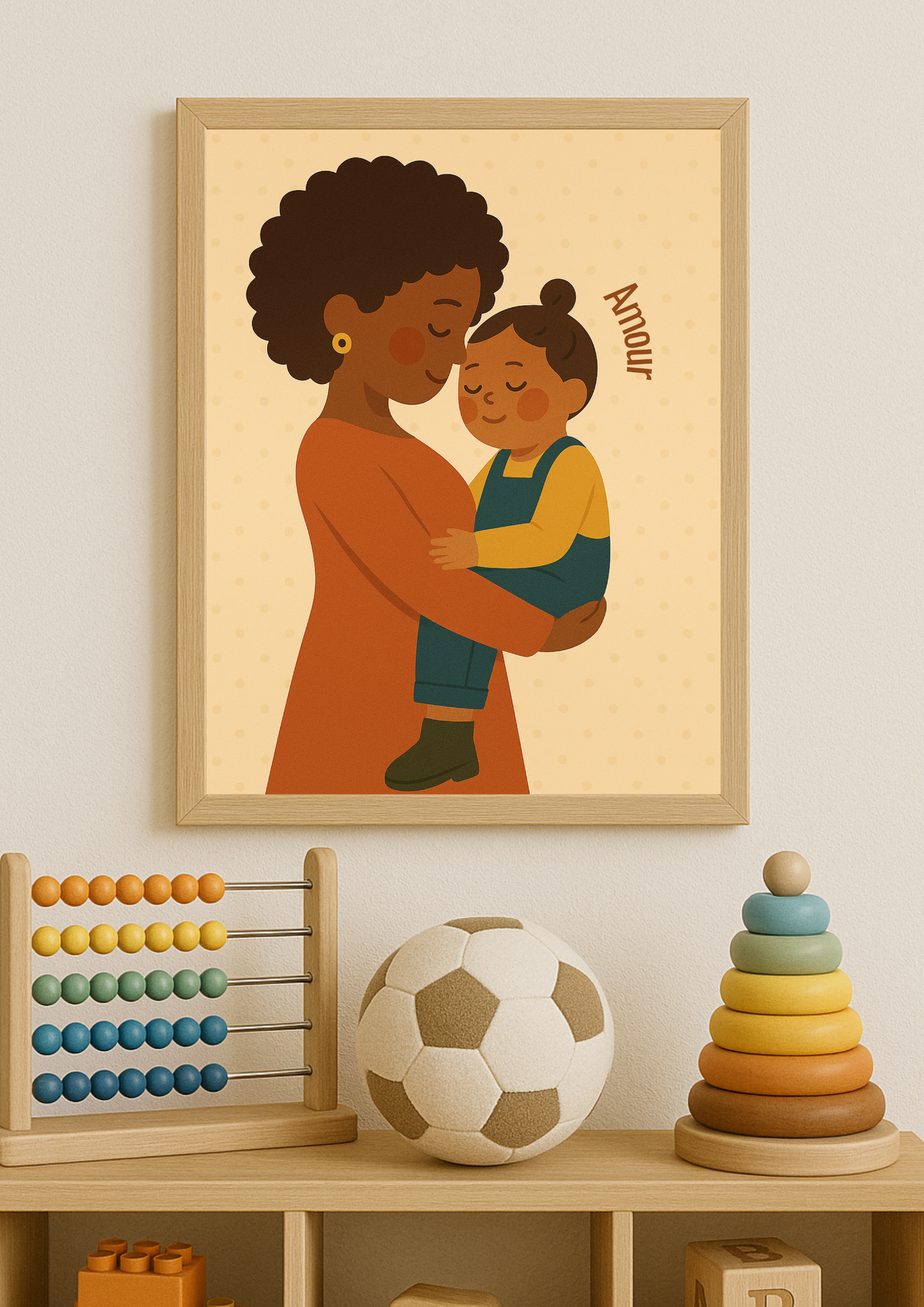 Affiche amour maman et enfant – Illustration tendre Amour – Idée cadeau naissance - Décoration chambre enfant