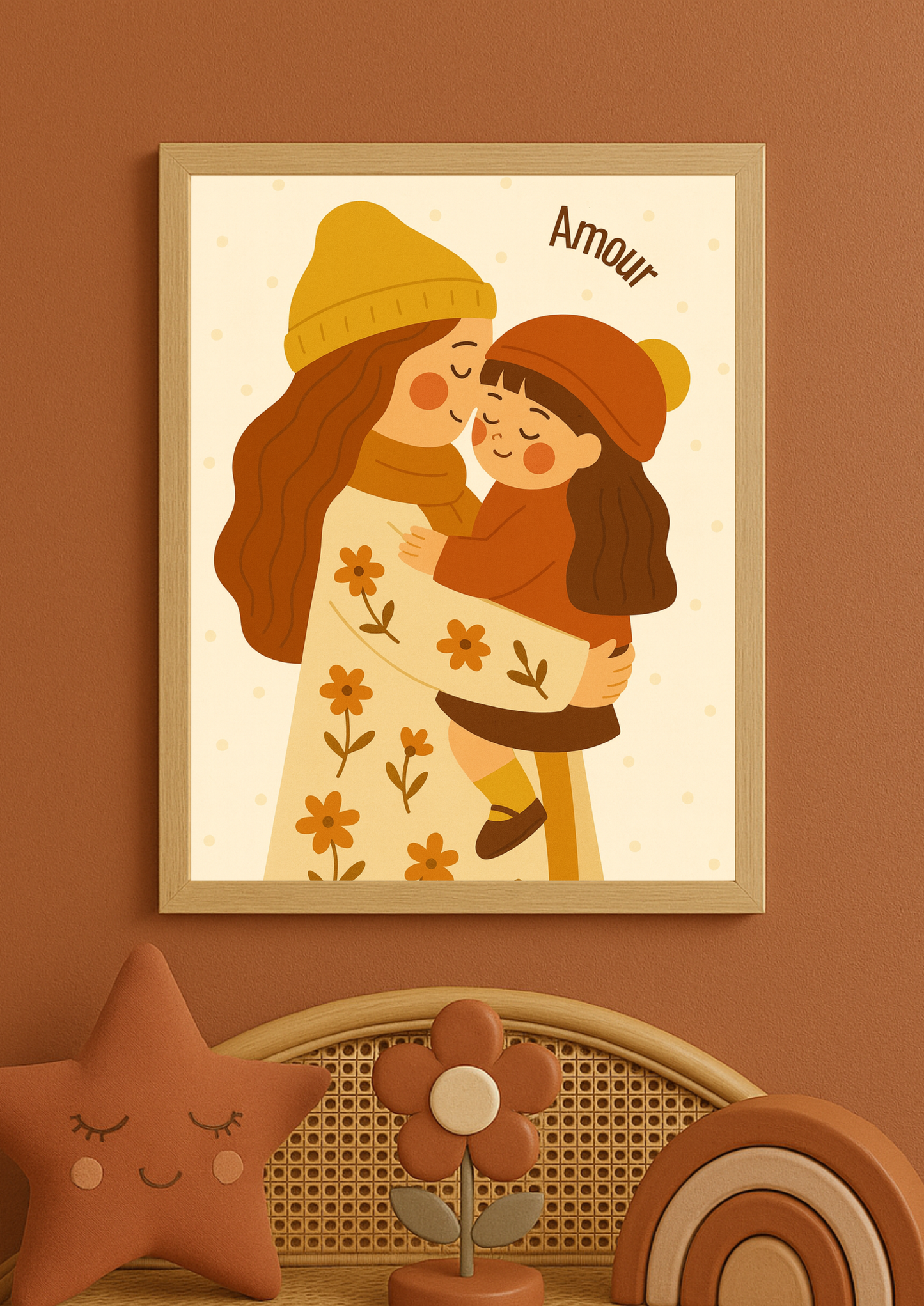 Collection Amour - Affiche maman et fille minimaliste – illustration amour parent enfant – décoration chambre bébé