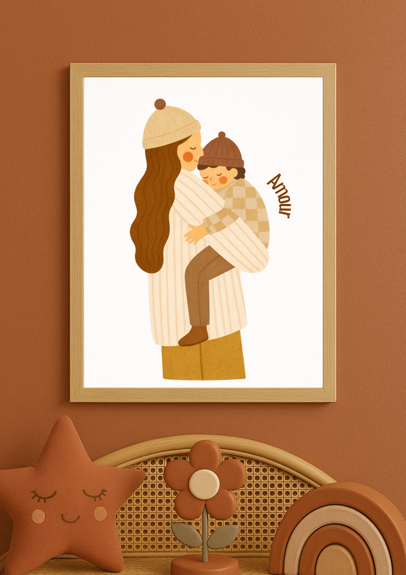 Collection Amour - Affiche maman enfant Amour – Illustration douce maternité – Décoration chambre bébé & enfant