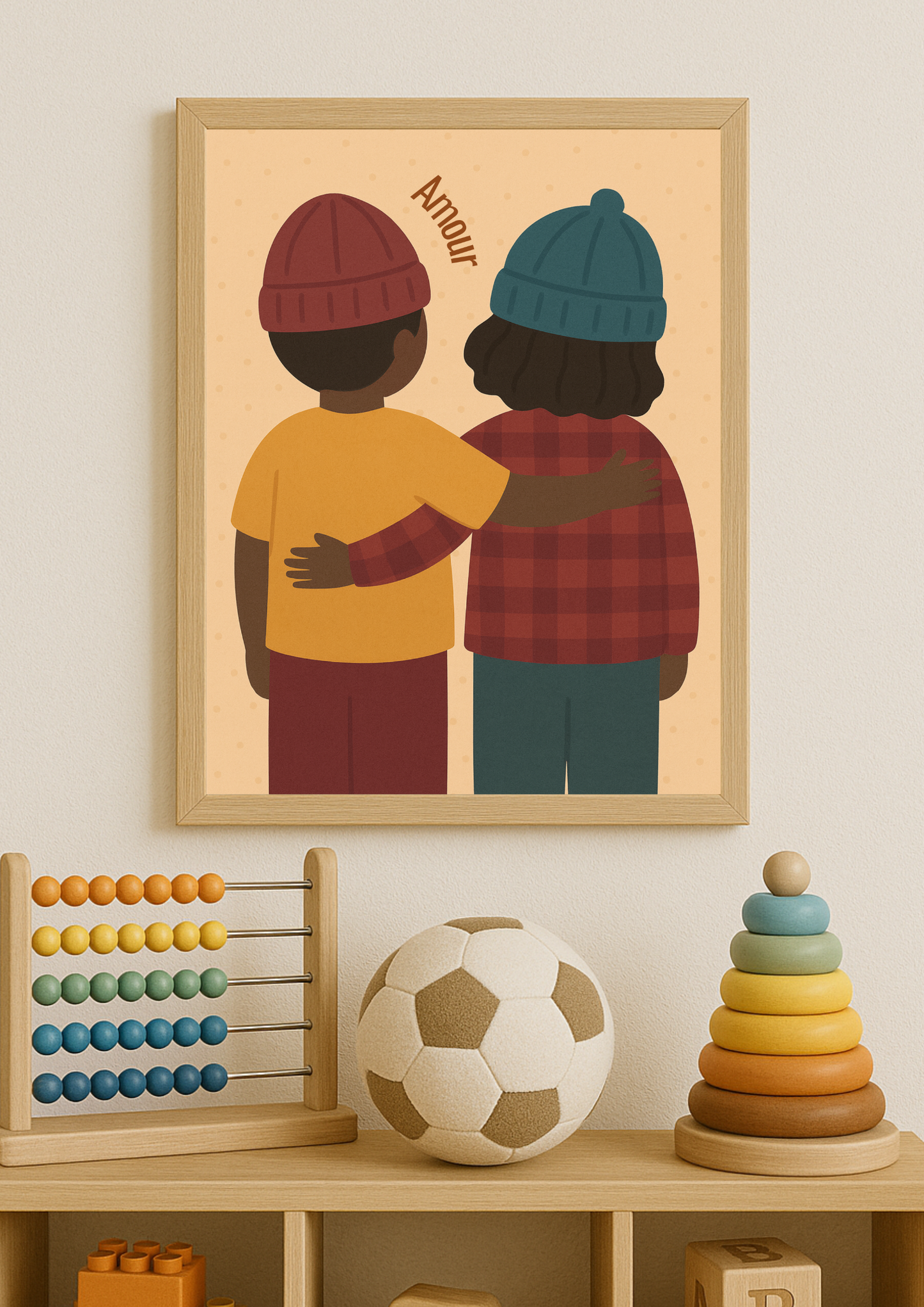 Collection Amour - Affiche enfants Amour – Illustration douce amitié & fraternité – Décoration chambre enfant