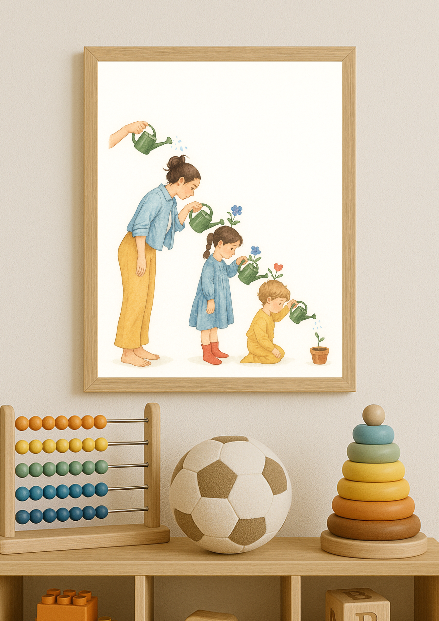 Affiche famille illustration évolution – Maman et enfants – Génération - Décoration murale chambre enfant