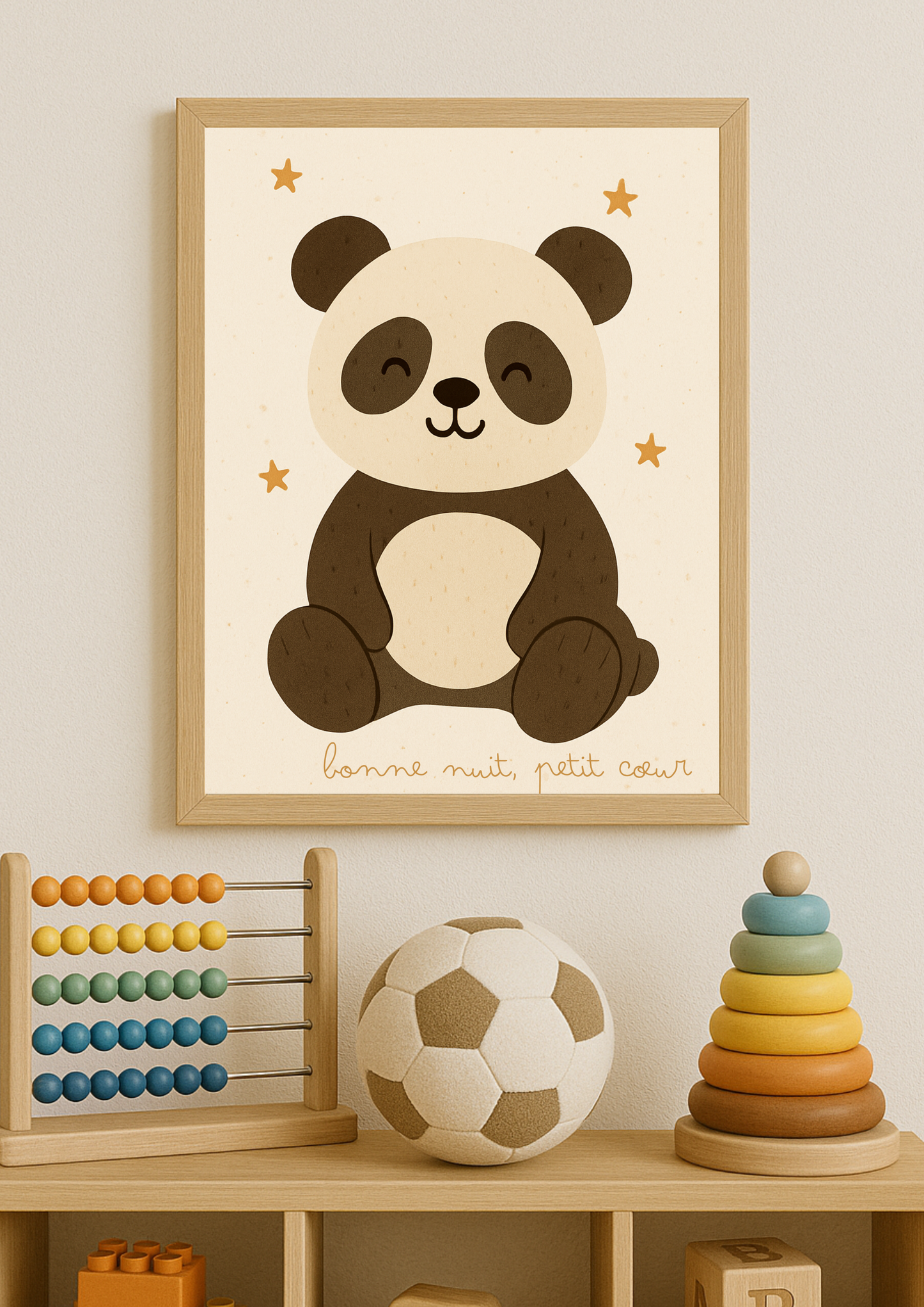 Affiche Panda "Bonne nuit, petit cœur" – Déco Chambre Bébé Univers poétique et minimaliste