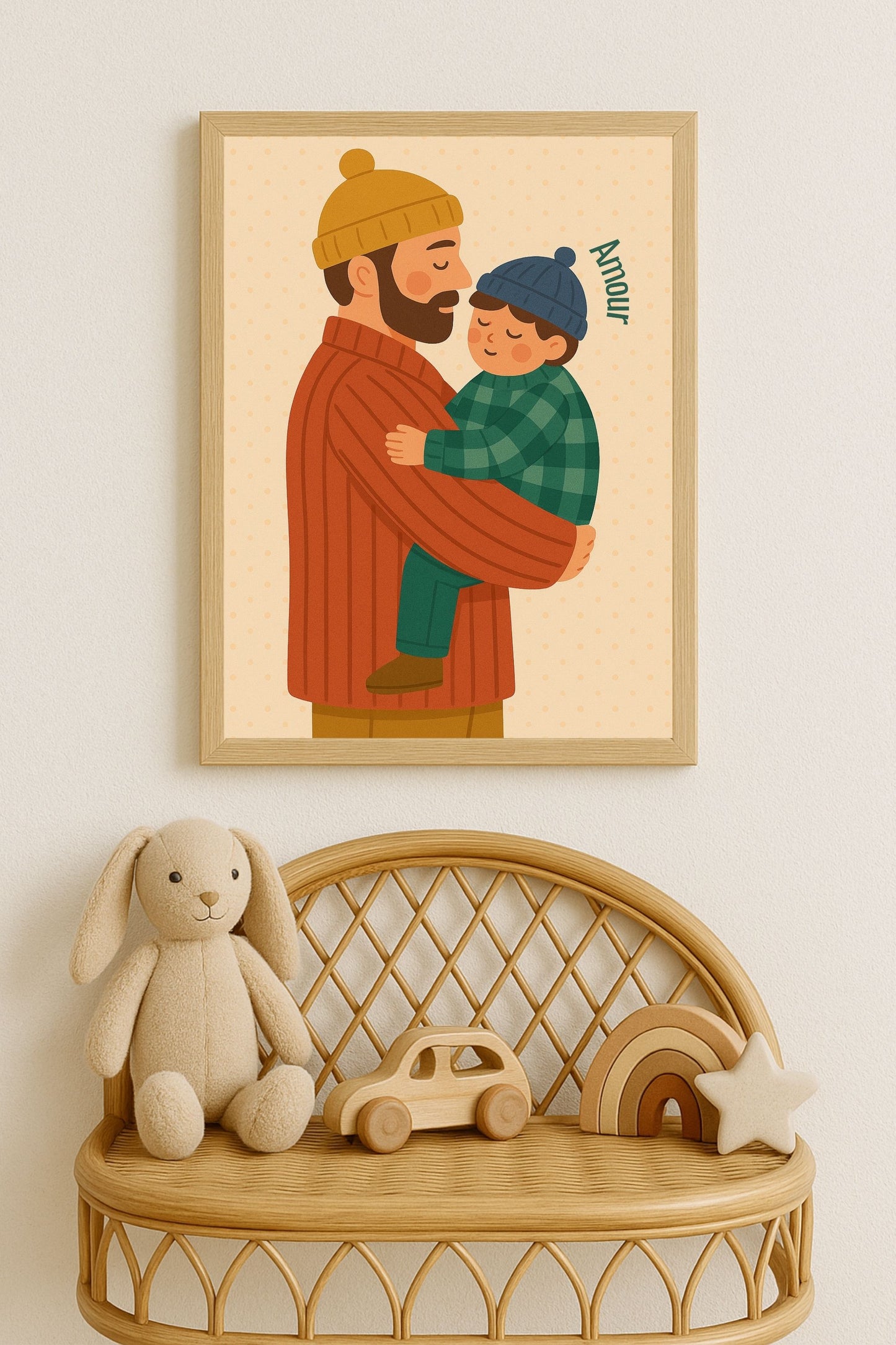 Collection Amour - Affiche A4 - Famille amour papa enfant affiche douce et minimaliste chambre enfant