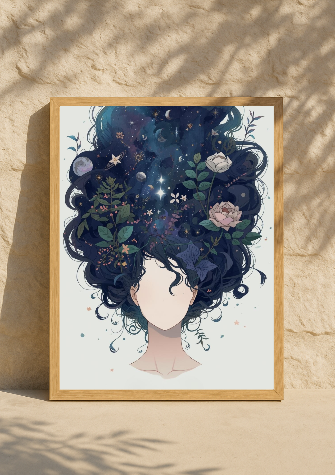 Affiche décorative femme astrale – Art mural bohème cosmique – Décoration murale A4 – Idée cadeau femme