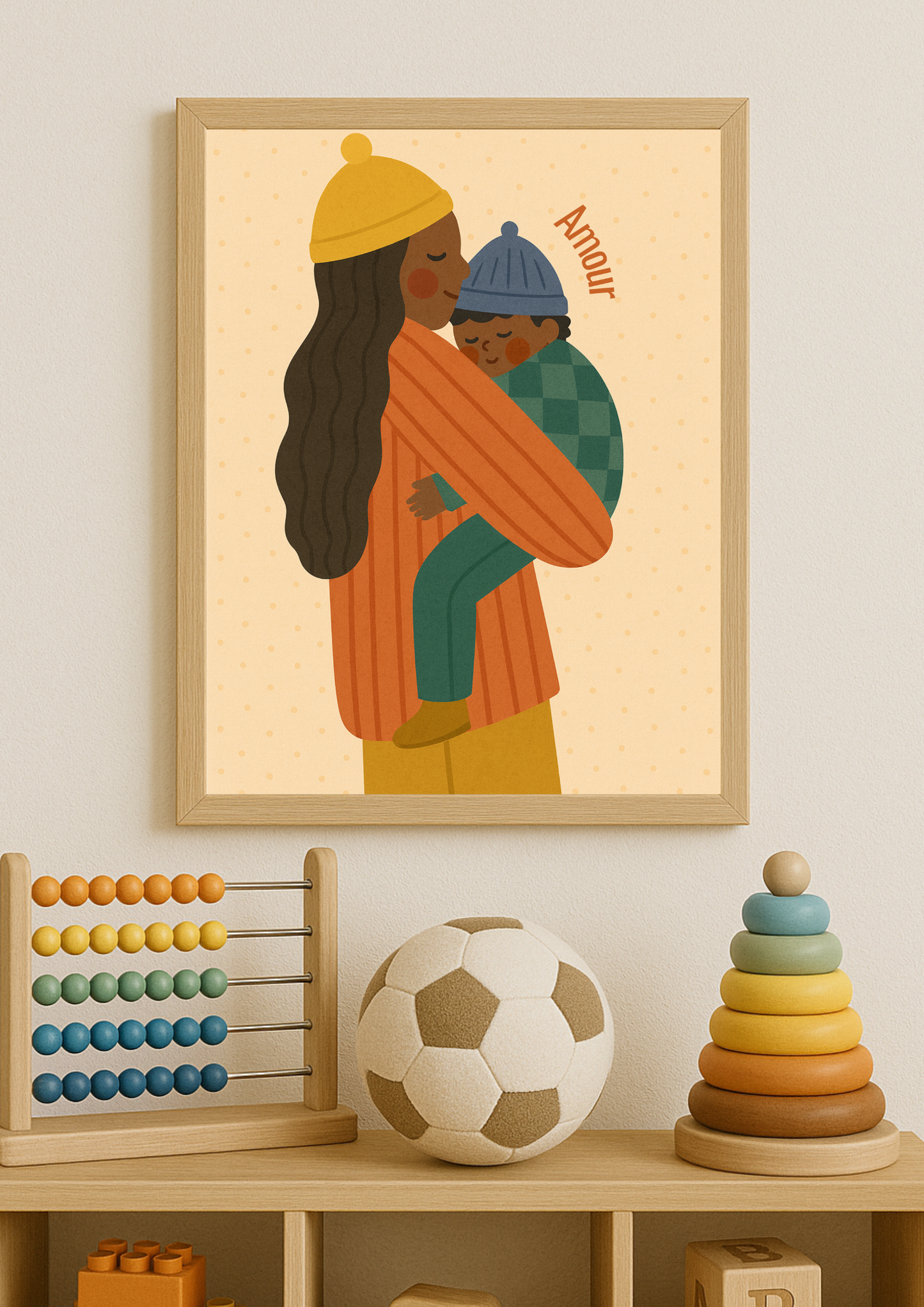 Collection Amour - Affiche mère enfant minimaliste – poster amour famille – déco chambre bébé moderne
