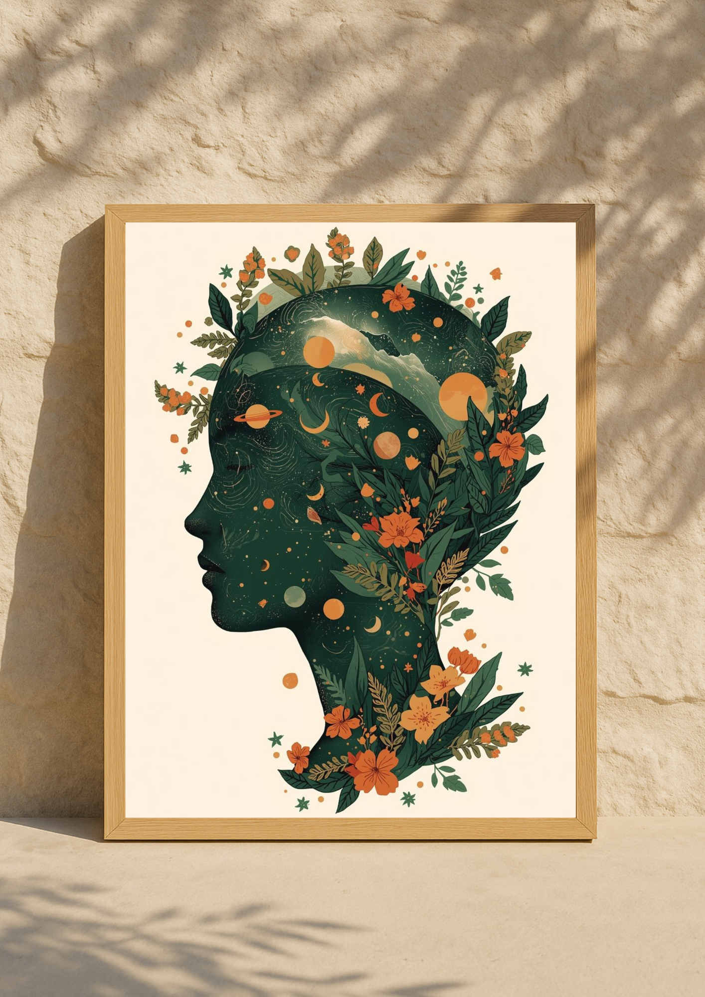 Affiche femme astrale florale – Art mural bohème nature
