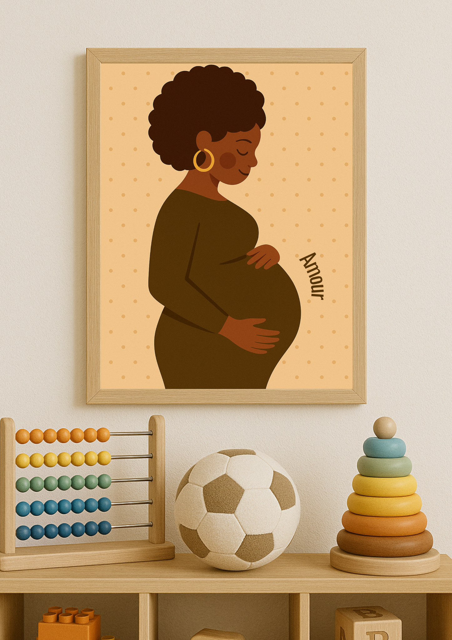 Collection Amour - Affiche maternité minimaliste – illustration femme enceinte – décoration chambre bébé