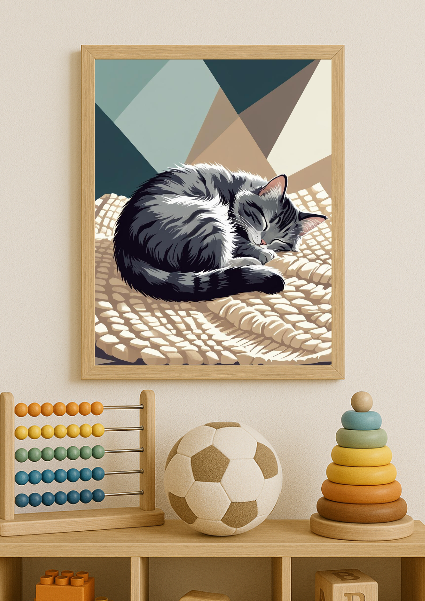 Affiche Chat Endormi A4 – Poster Chat Cocooning | Déco Murale Animaux