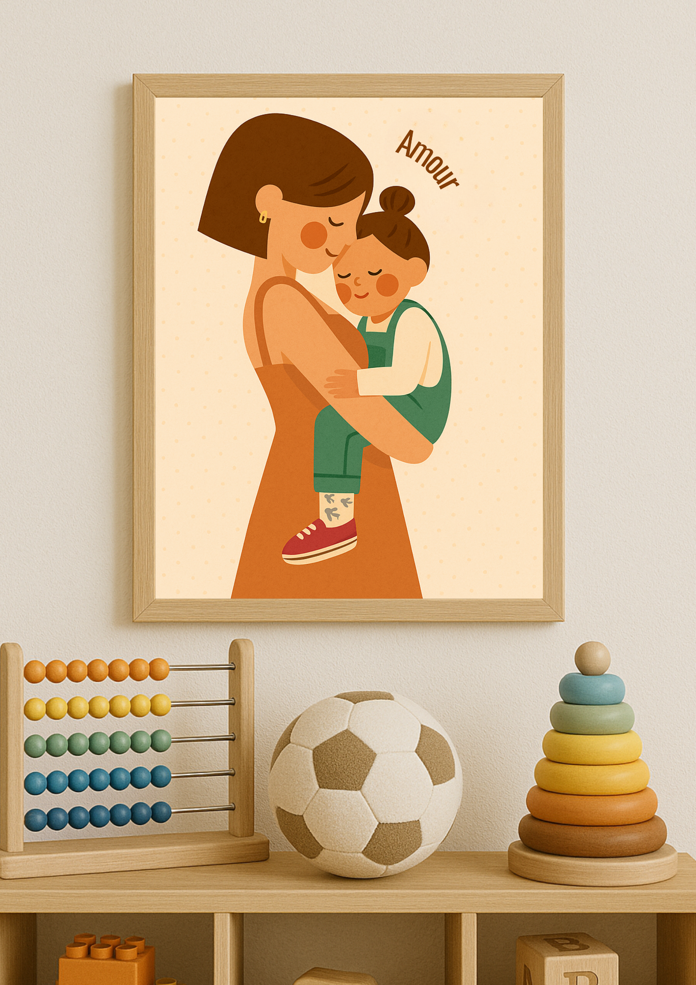 Collection Amour - Affiche maman bébé Amour – Illustration douce lien maternel – Décoration chambre bébé - Cadeaux de naissance