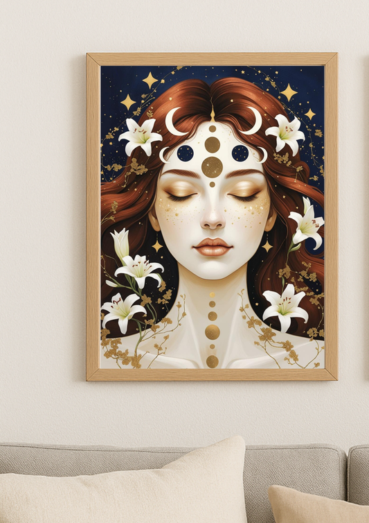 Affiche A4 - Femme astrologie carte tarot