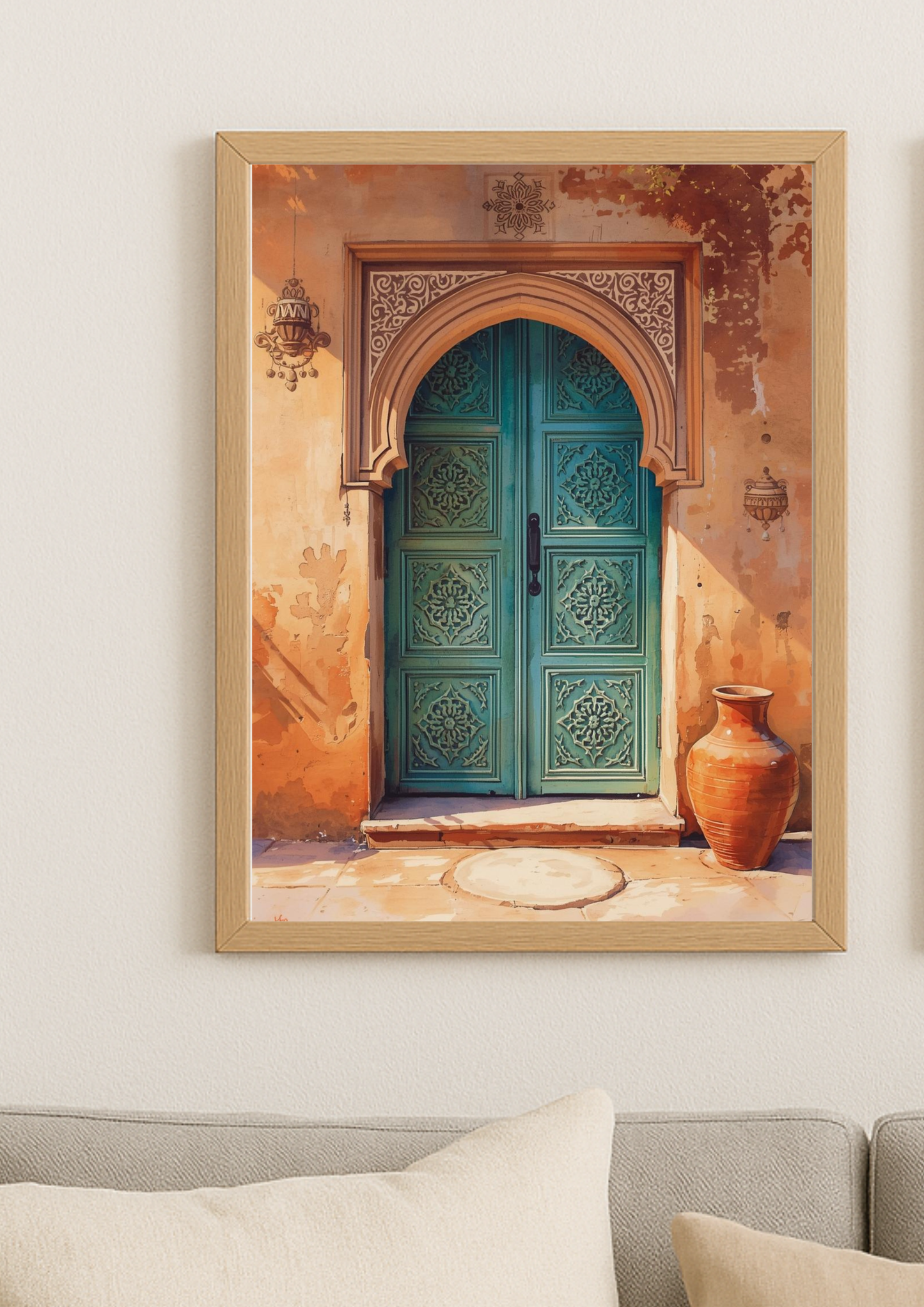 Collection Orient-Affiche porte marocaine sculptée – architecture orientale – décoration murale chaleureuse