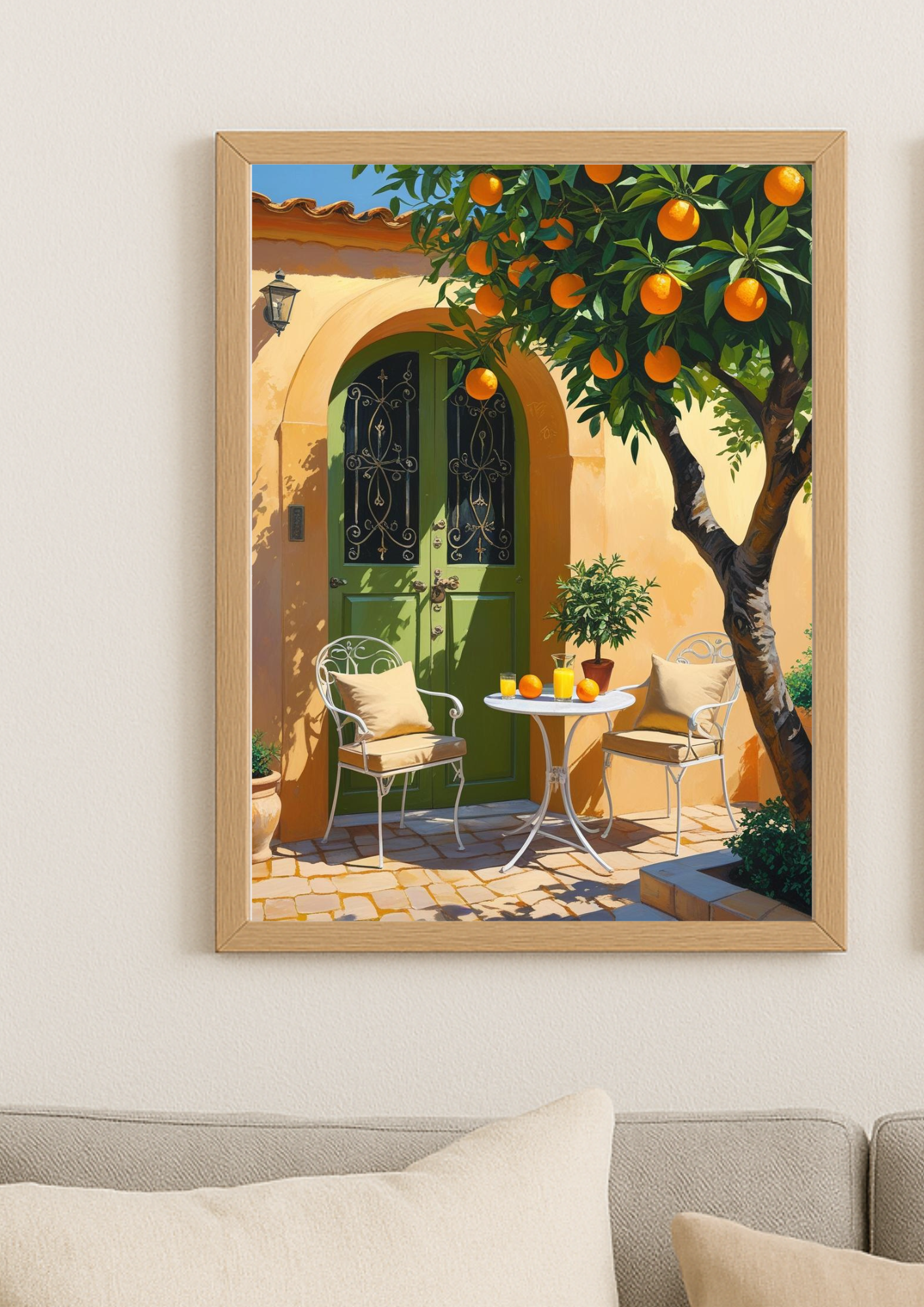 Affiche méditerranéenne – Terrasse avec oranger – Décoration murale maison du sud