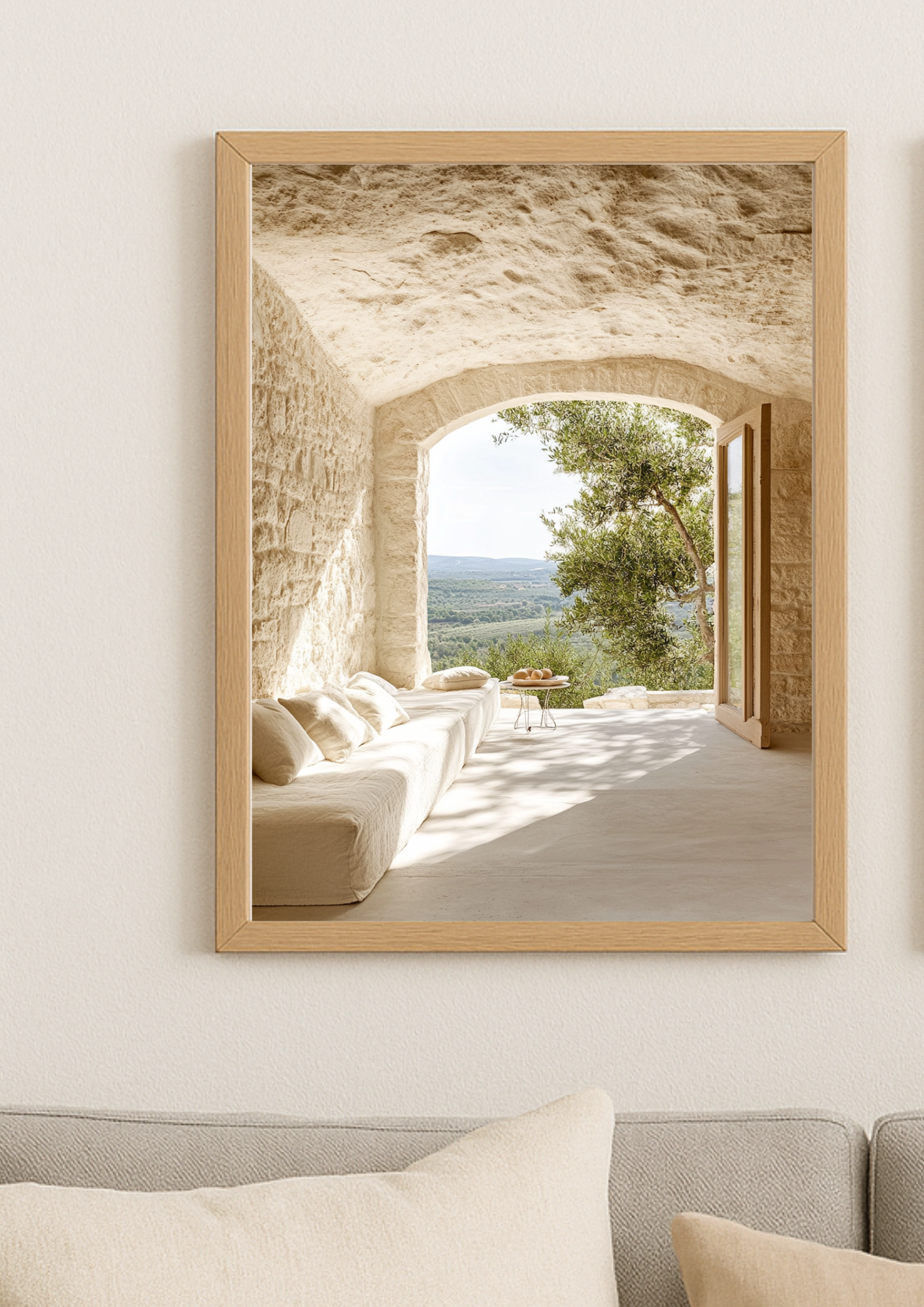 Poster maison en pierre vue campagne – décoration murale ambiance provençale
