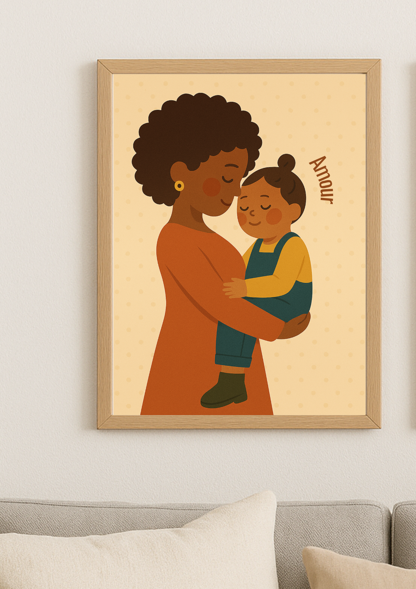 Affiche amour maman et enfant – Illustration tendre Amour – Idée cadeau naissance - Décoration chambre enfant