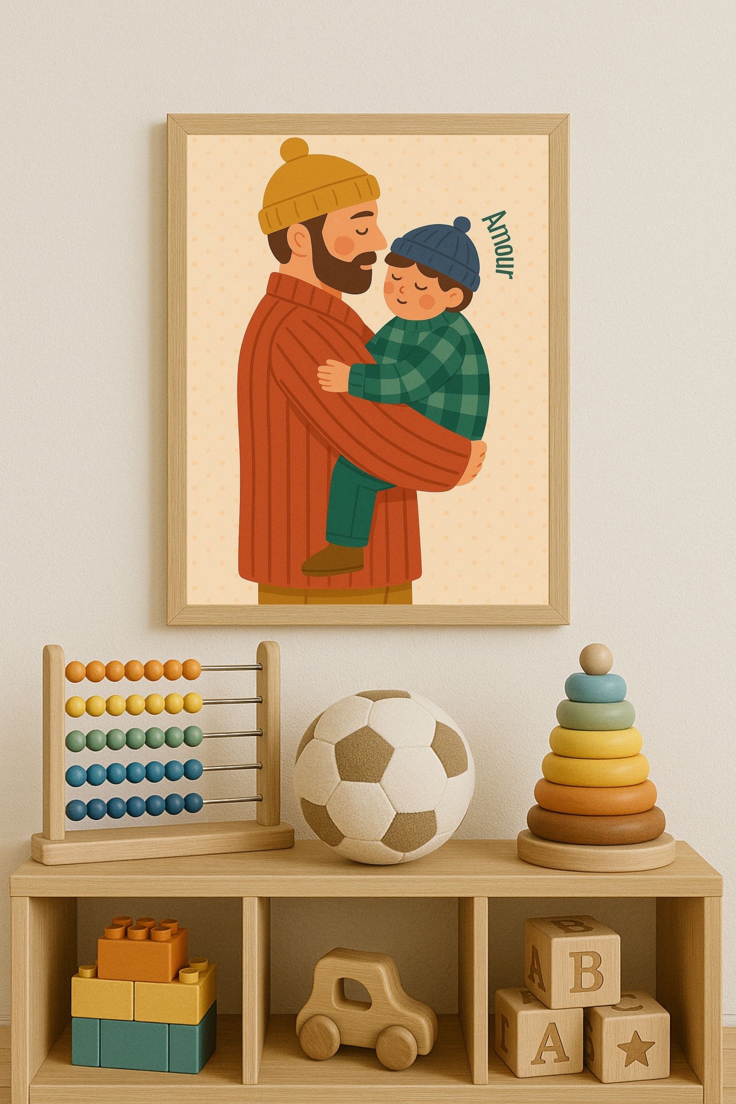 Collection Amour - Affiche A4 - Famille amour papa enfant affiche douce et minimaliste chambre enfant