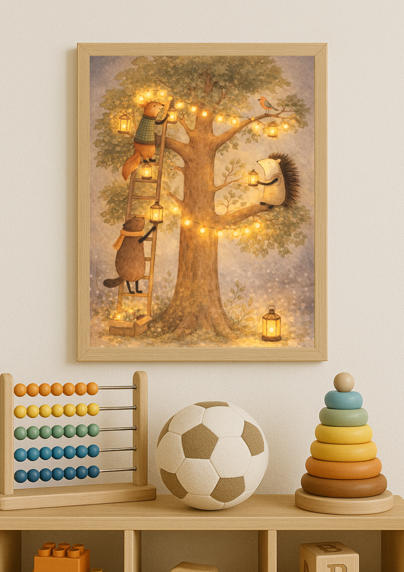 Affiche animaux de la forêt – illustration printemps chambre bébé - Univers poétique et minimaliste