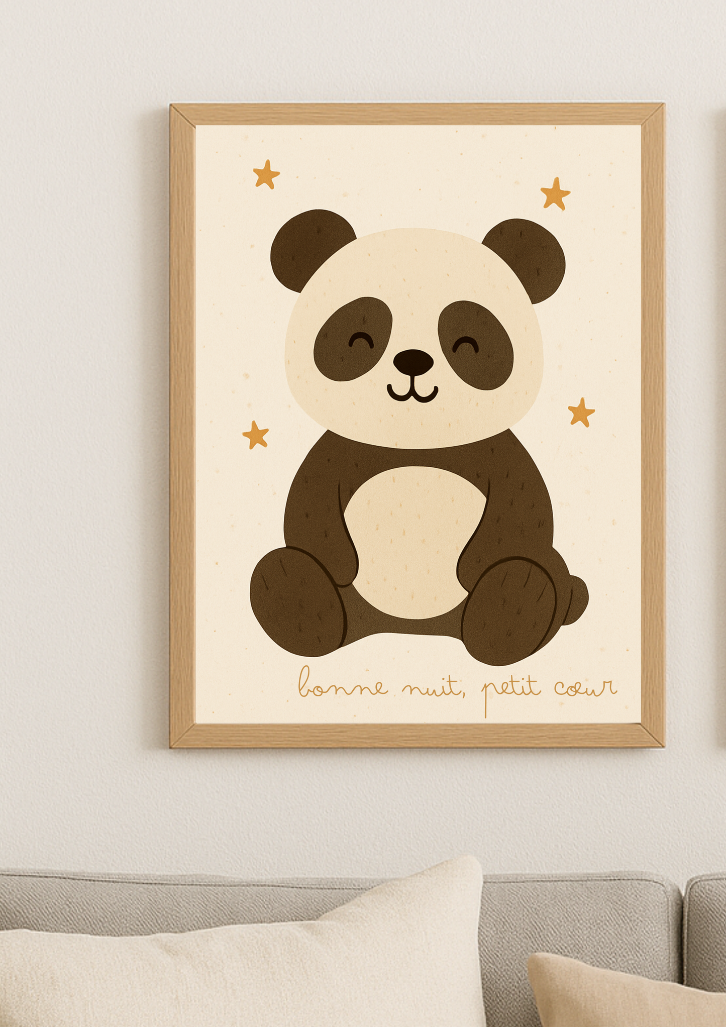 Affiche Panda "Bonne nuit, petit cœur" – Déco Chambre Bébé Univers poétique et minimaliste